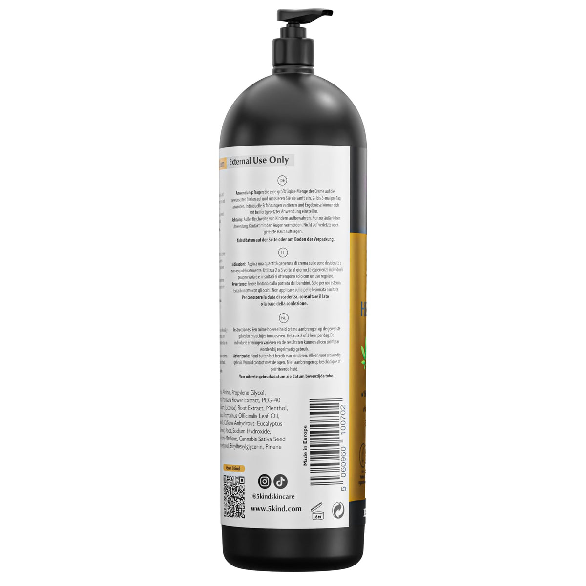 5Kind Extra Strong Hemp Cream 100ml - Hemp and Arnica Cream