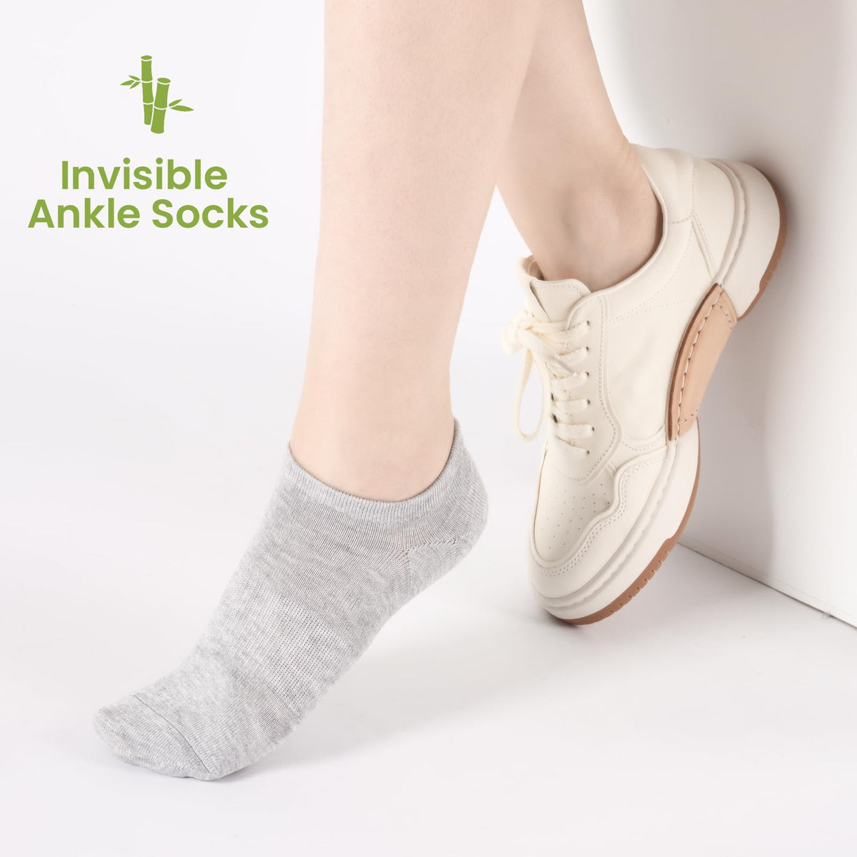 Niofind Bamboo Trainer Socks for Womens & Mens, 6 Pairs, Non Slip No Show
