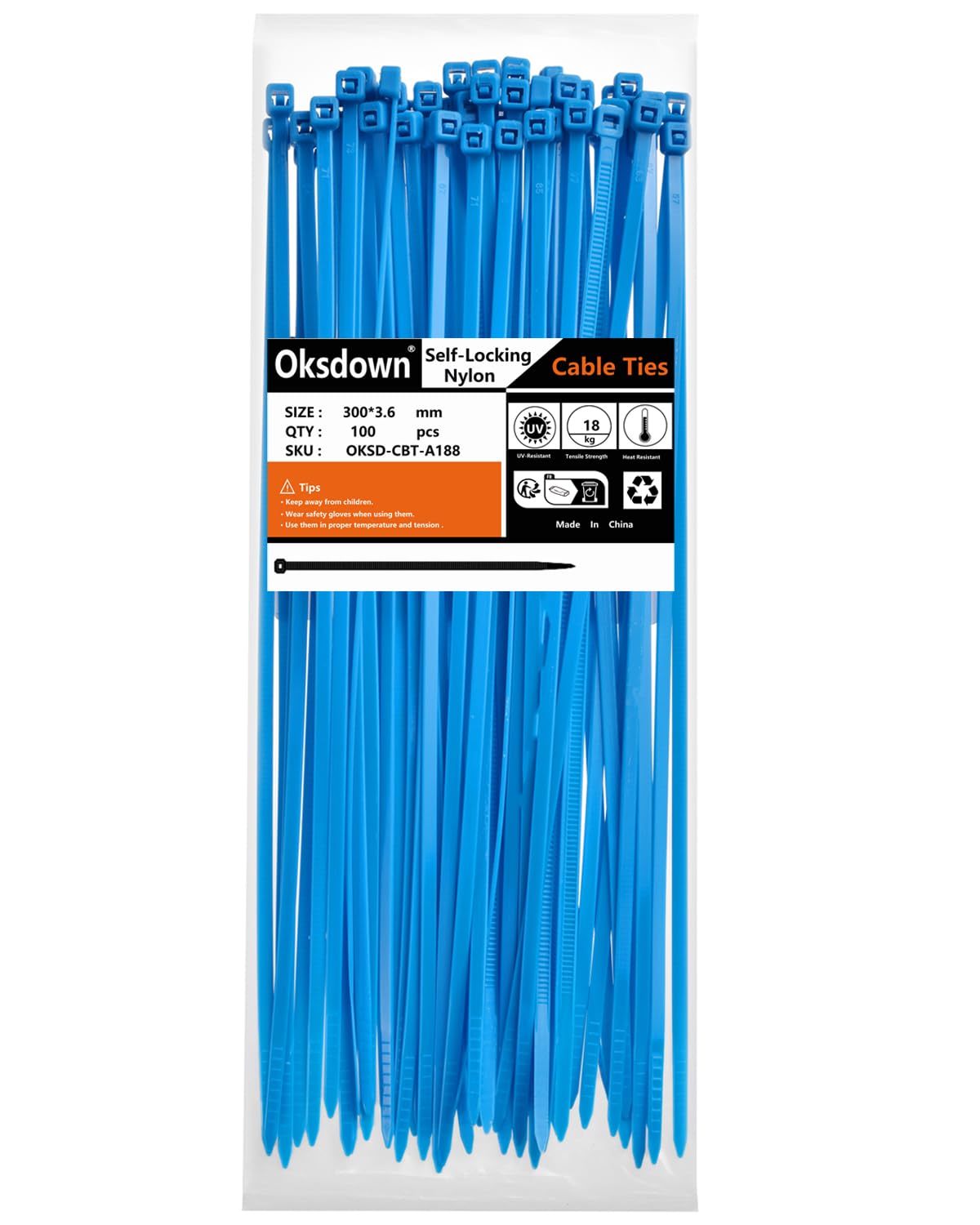 100 Pack Yellow Plastic Cable Ties 300mm×3.6mm Heavy Duty Strong Nylon Premium Self Locking 12 inch/30 cm Long Zip Tie Wraps