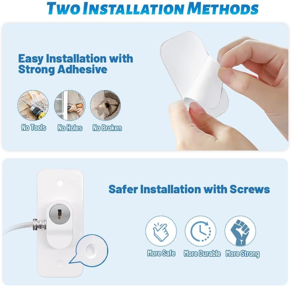 8Pcs Window Locks for UPVC Windows, MIVITOOM Window Cable Restrictor Window Safety Locks with Keys and Screws for Child & Pet Safety, Self Adhesive