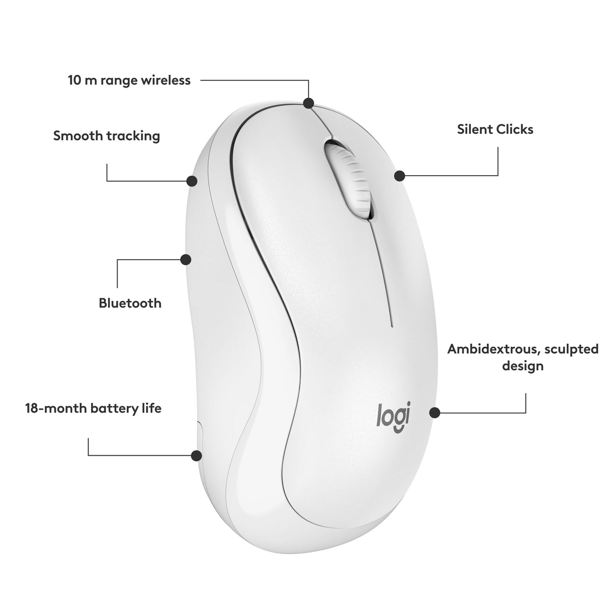 Logitech M240 Silent Bluetooth Mouse, Wireless, Compact
