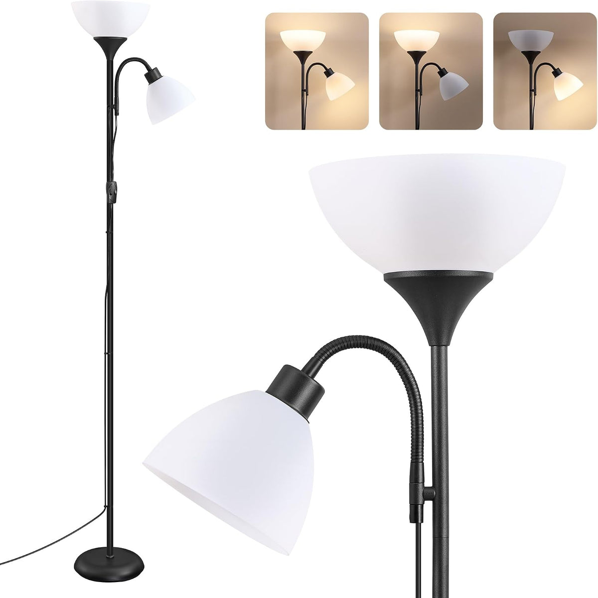 VASAGLE LUSIA LED Floor Lamp, Uplighter, Reading Light, 38.5x23.5x176cm