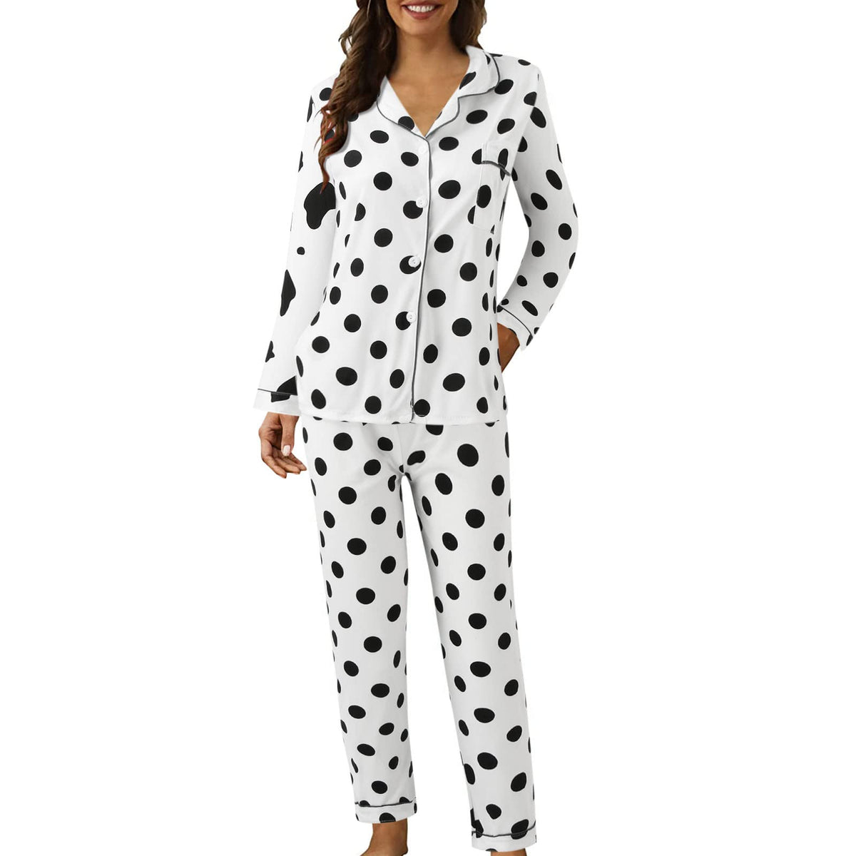 Pyjamas For Womens Women Pyjamas Set Lounge Wear Sets Matching Christmas Pjs Ladies Plus Size Co Ord Sets Autumn Nightwear Wide Leg Trousers Long Sleeve Comfort Nighties Fashion Fall Clothing Outfits