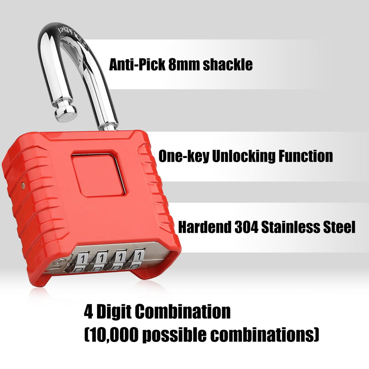 Diyife Large Heavy Duty Combination Padlocks Outdoor, 52mm Weatherproof