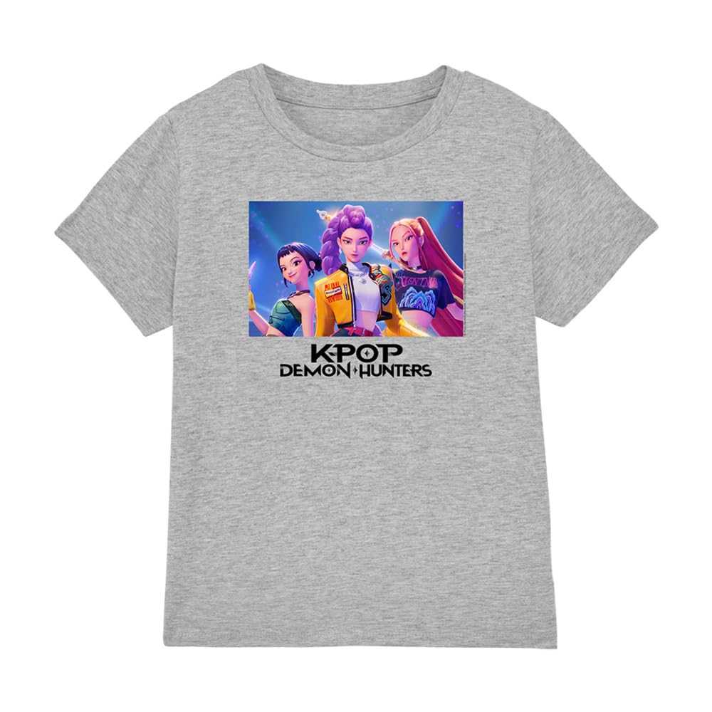 Kpop Demon Hunters Unisex Kids K-pop Demon Hunters - Heroic Huntrix Huntr/X Kids T Shirt, White T-Shirt (Pack of 1)
