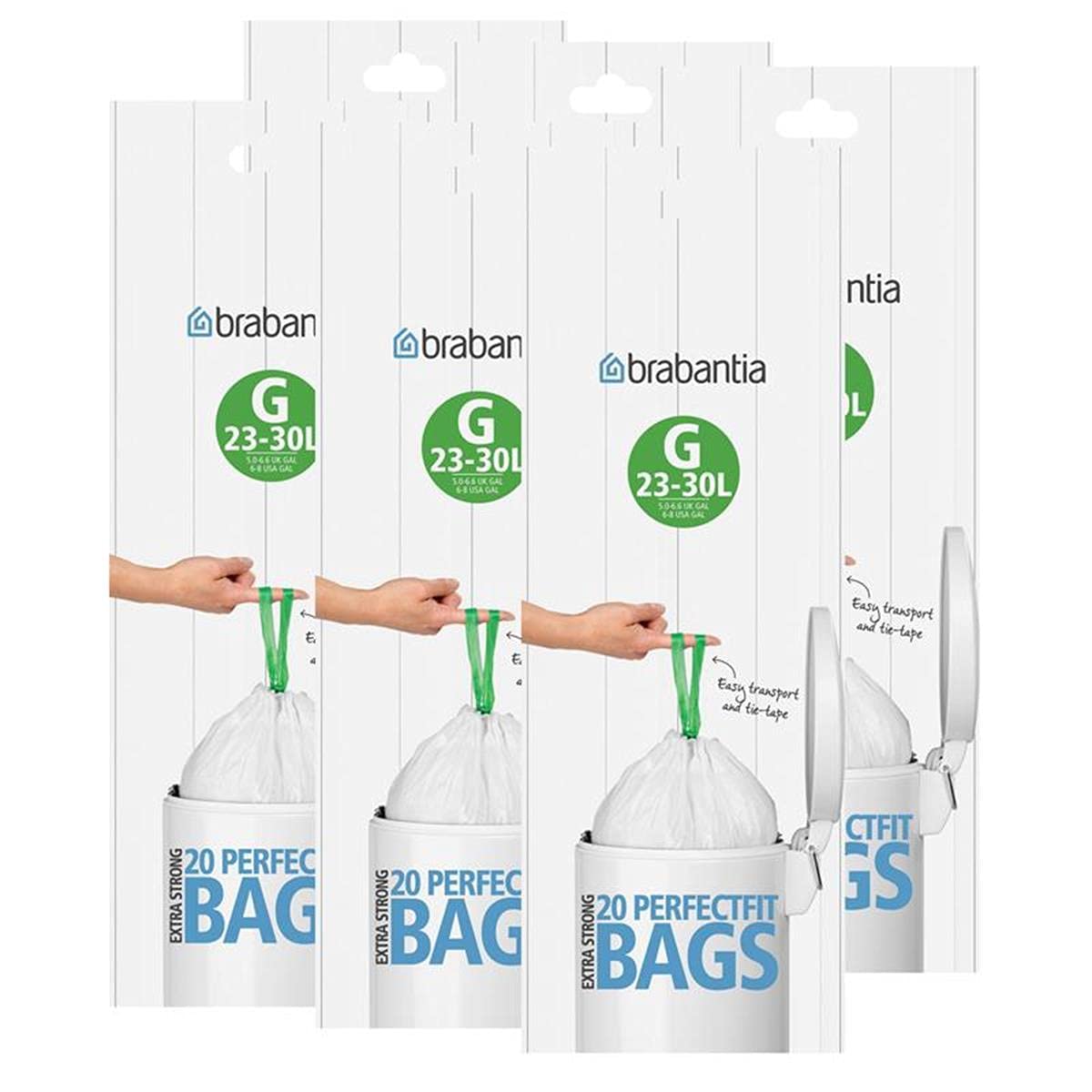 Brabantia Heavy Duty Perfect Fit Bin Liners (5 Packs of 20) 10-12 Litre