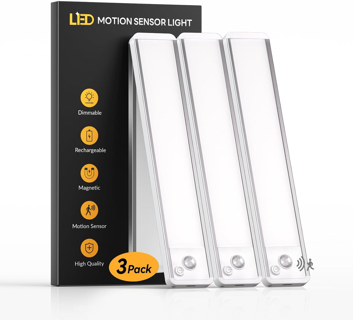 Under Cabinet Kitchen Lights, Motion Sensor Lights Indoor, 20CM, 3 Pack