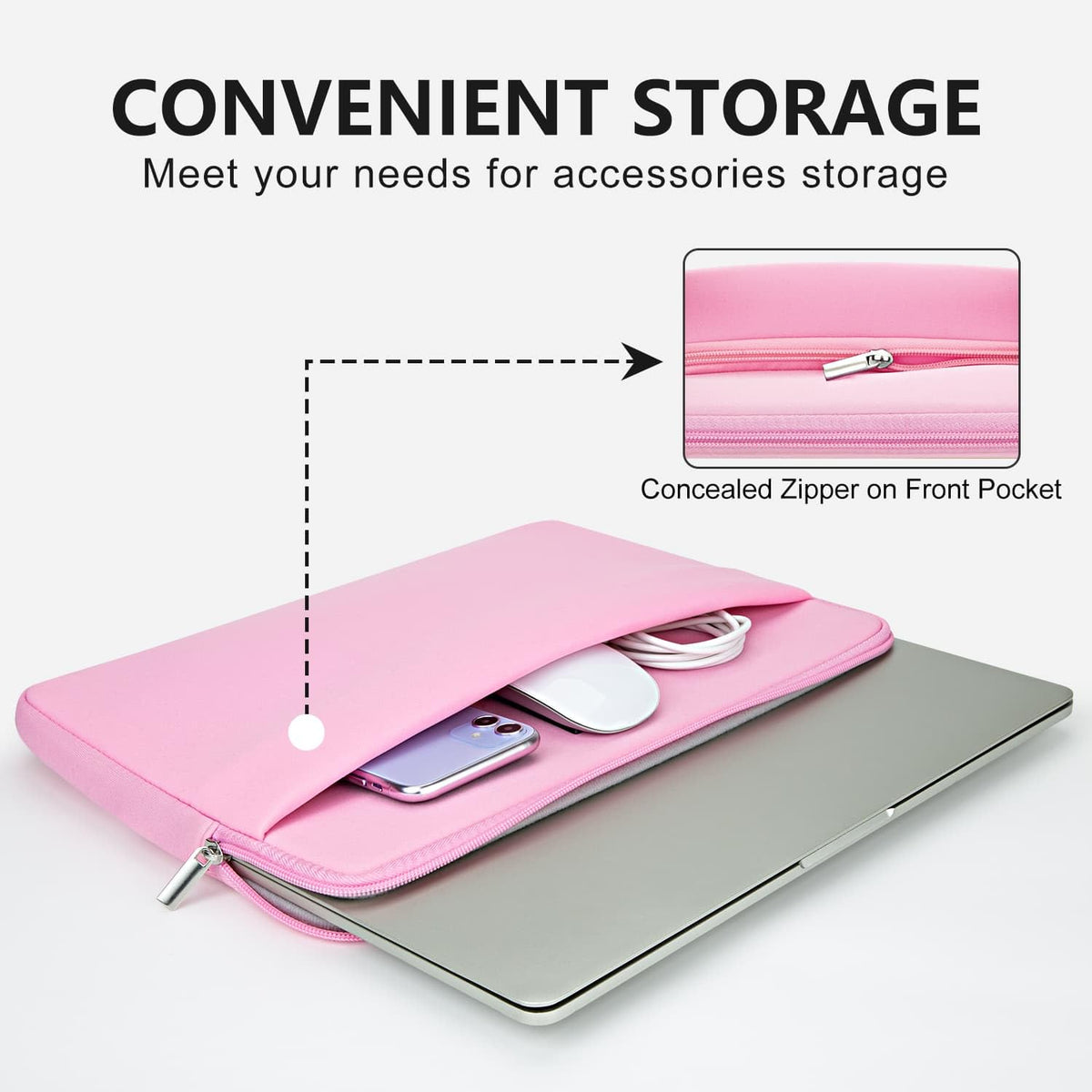 Laptop Case Compatible with 15 to 16 Inch MacBook HP Acer Asus Notebook with Zip Accessory Bag Padded Laptop Sleeve Case Protective for 15 to 16 Inch Laptop