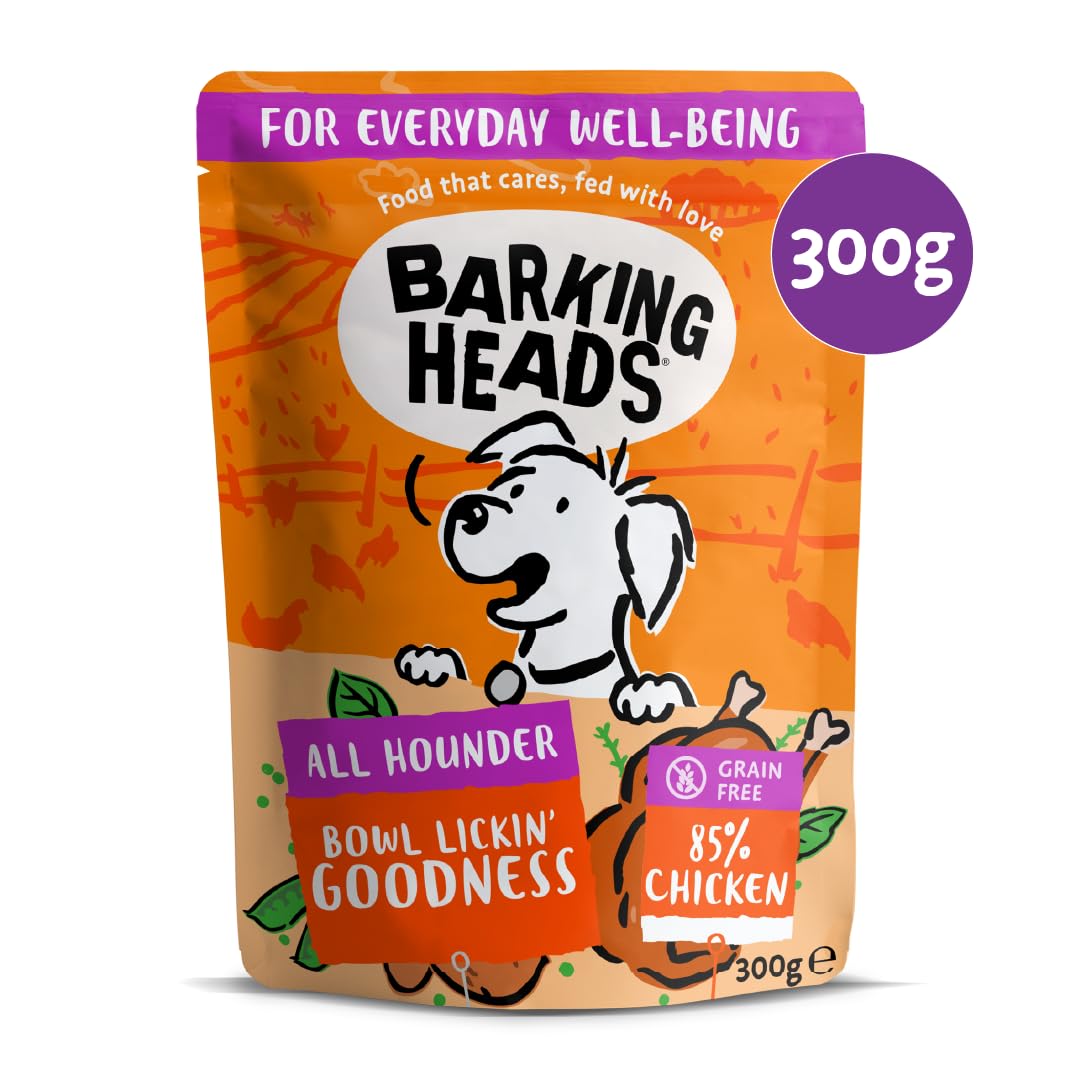 Barking Heads Adult Dog Food Wet Pouches Variety Pack Natural & Grain-Free with No Artificial Flavours Plus Added Vitamins & Minerals 6 x 300g