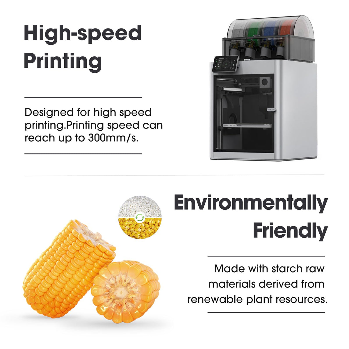 eSUN PLA+ Filament 1KG, PLA+HS High Speed 3D Printer Filament, Cold White