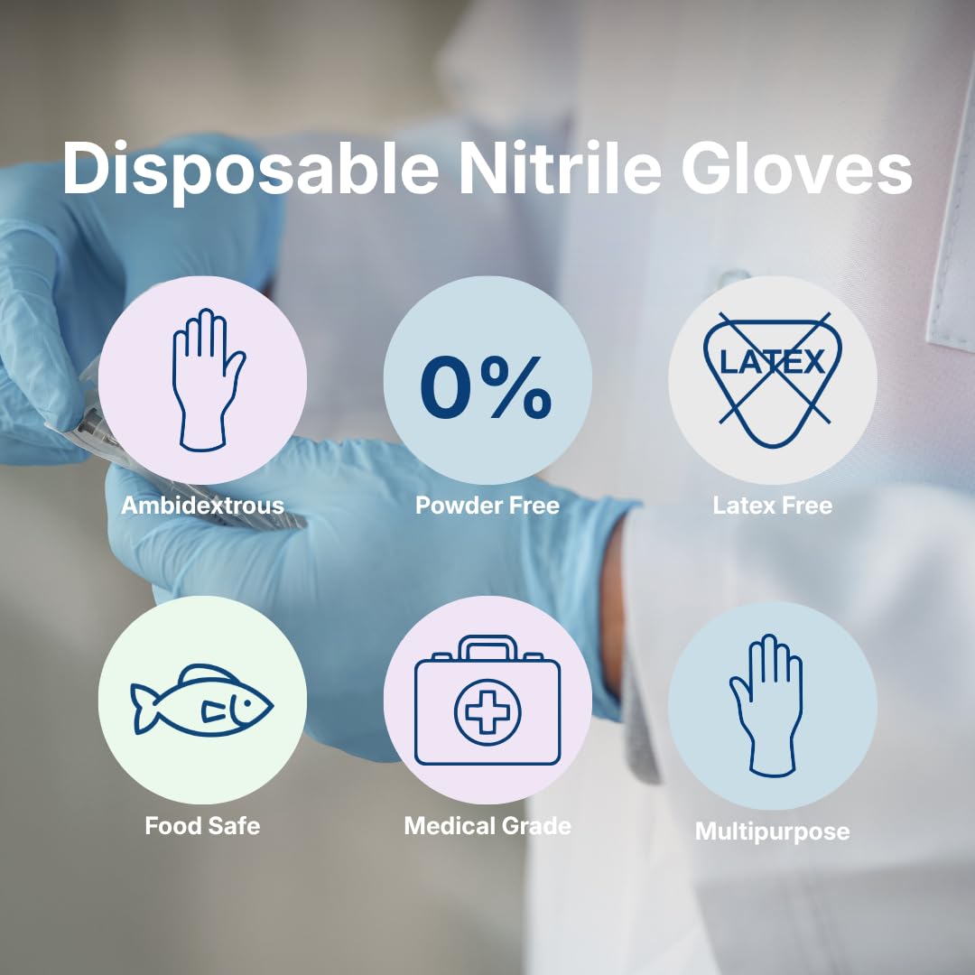 ABENA Pink Disposable Nitrile Gloves, Large, Pack of 100, Powder Free, Latex Free, Examination Gloves for Cleaning, Food Prep, Beauty, Medical & Hygiene, Strong Single Use Protective Gloves