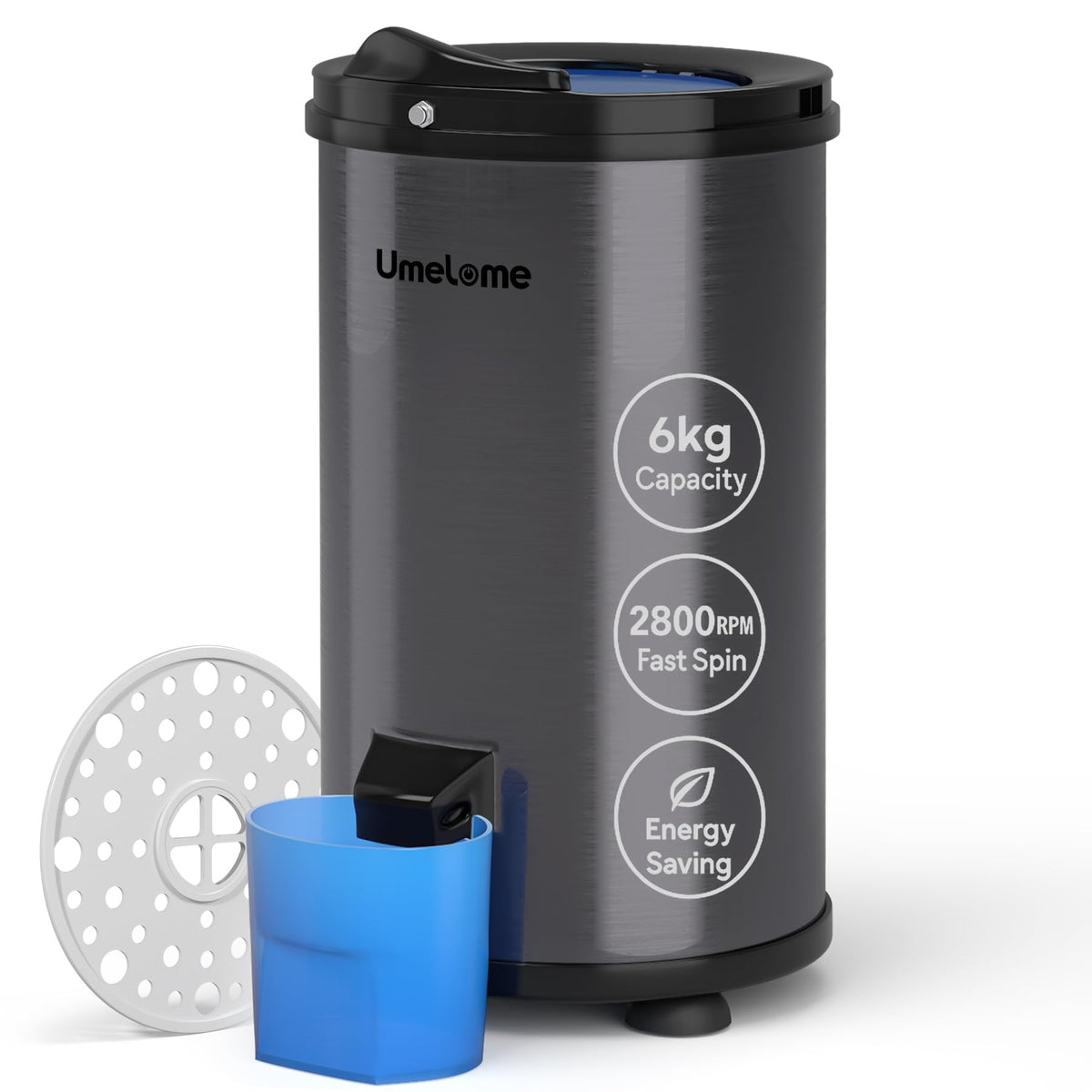 Spin Dryer 6kg Umelome, 2800 RPM Energy Saving Clothes Spinner, White