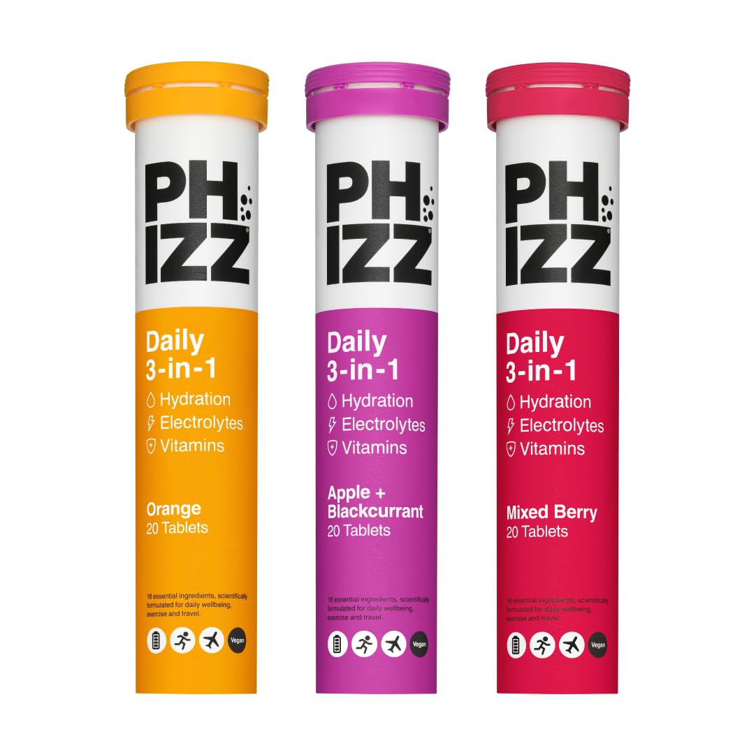 Phizz Electrolytes, Multivitamin & Hydration Tablets - 60 Effervescent Rehydration Electrolyte Tablets - 18 Vitamins & Minerals, Vitamin C, Vegan, Vegetarian & Low Calorie (Lemon, 60 Tablet)