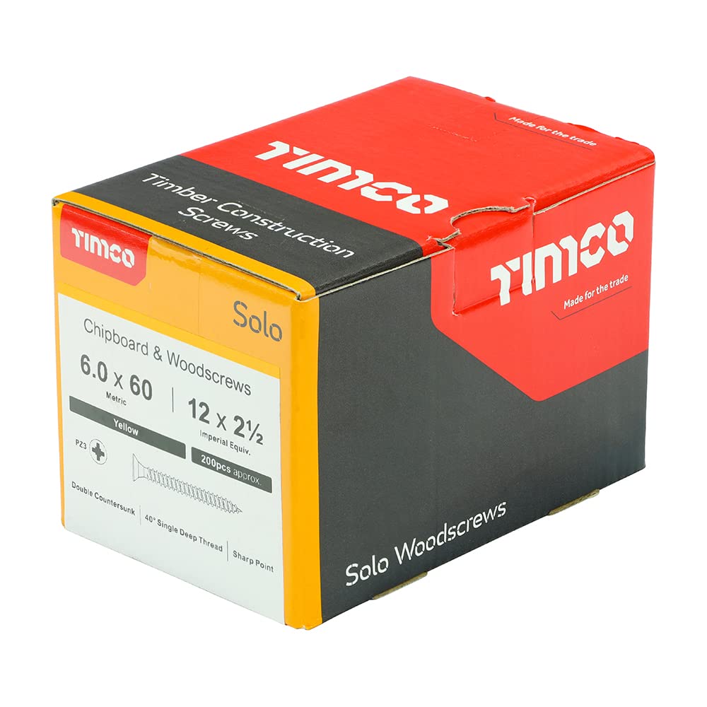 TIMCO Solo Chipboard & Woodscrews - Gold - 6.0 x 90mm - 60090SOLOC