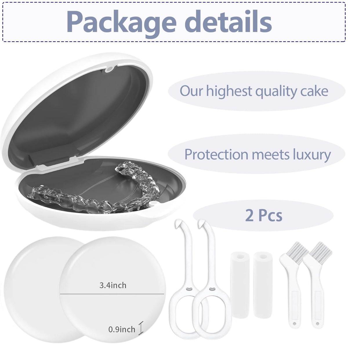 Retainer Case, Slim Aligner Cases for Invisalign, Mouthguard Case with Removal Tools& Aligners Chewies& Brush, Removable Inner Tray Silicone for Easy Cleaning (Pink)