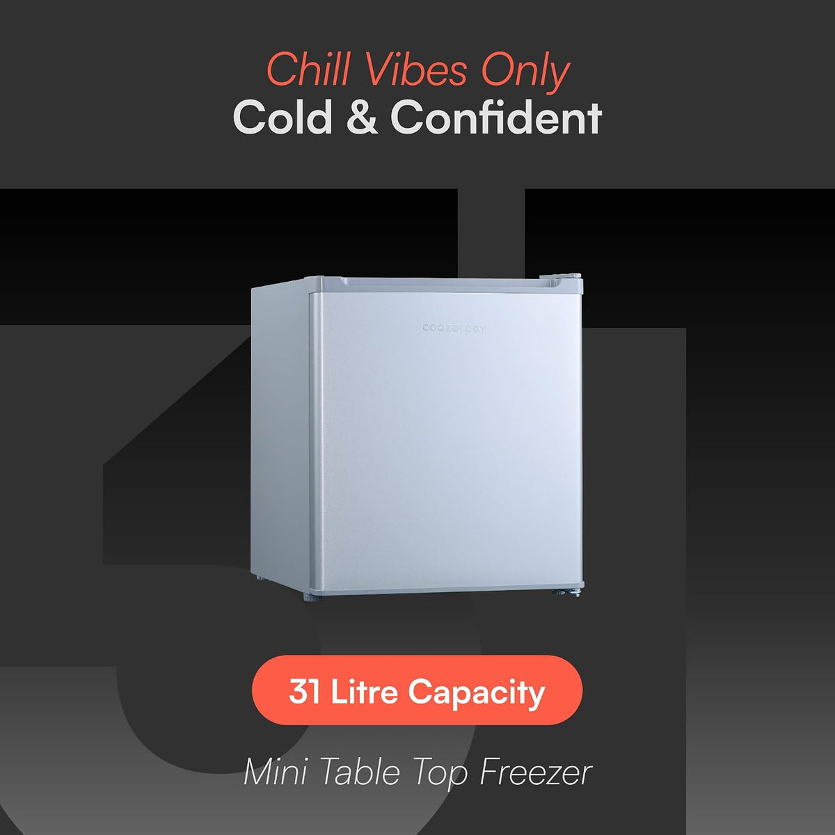 Cookology 31L Small Tabletop Mini Freezer - Adjustable Legs - Silver