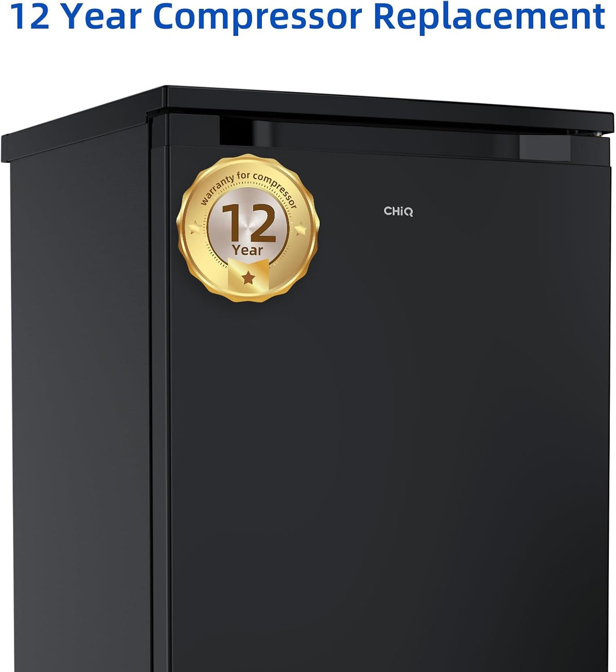 CHiQ 145L Upright Freezer with 4-Star Freezing & Reversible Door Black