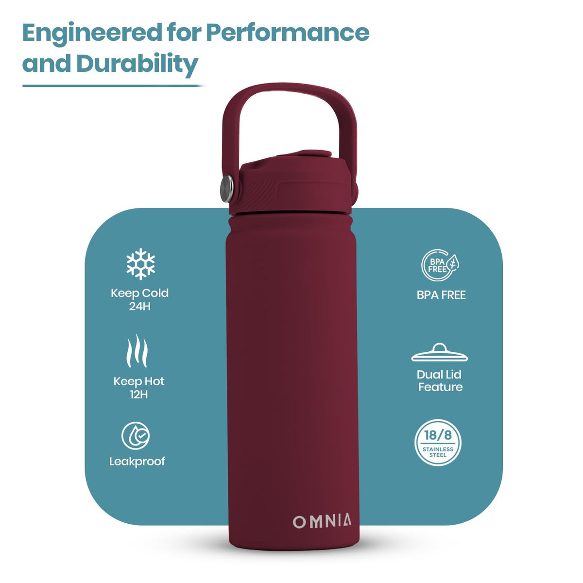 Vacuum Insulated Stainless Steel Water Bottle, 2 Lids (Straw & Spout) Leakproof, BPA-Free, Reusable Flask Ideal for Travel and Outdoors (Gradient Purple - 750 ml)