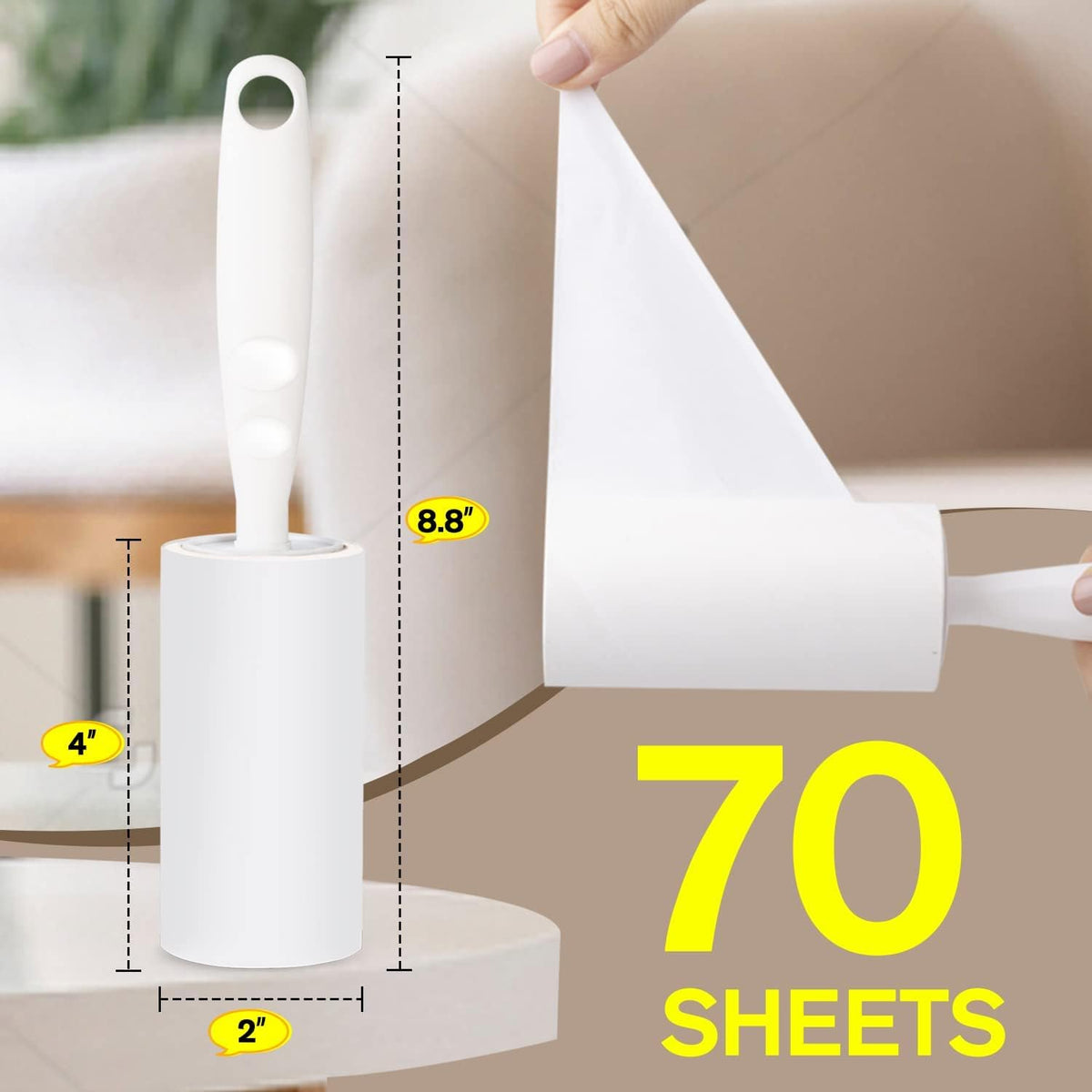 MELERIO Lint Rollers 5 Refills Full 420 Sheets with Protective Cover,1 handle with 6 Extra Sticky Lint Roller Set for Clothes, Sofa, Bed and Carpet, Lint Roller for Pet hair, Cat Hair, Dog Hair, Dust