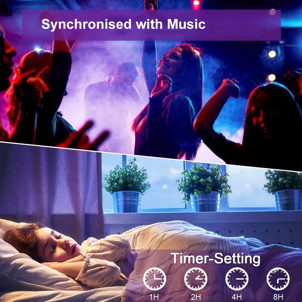 Led Strip Lights 1M/3.28ft, TV LED Backlight with Smart App Control Remote, 5050 RGB Music Sync Colour Changing, USB Smart LED Strip Light for TV,Computer, Monitor, Bedroom, Party and Home Decoration