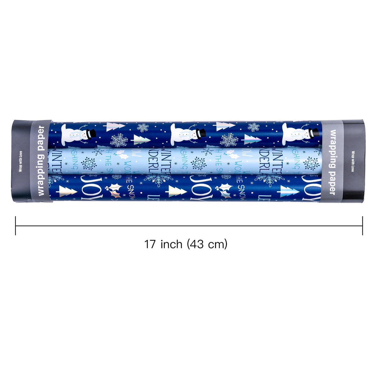 RUSPEPA Christmas Wrapping Paper Roll - Mini Roll - 3 Rolls - 43.2cm x 3m Per Roll - Bird, Christmas Garland, Holly and Pinecones Holiday Design with Metallic Foil Shine