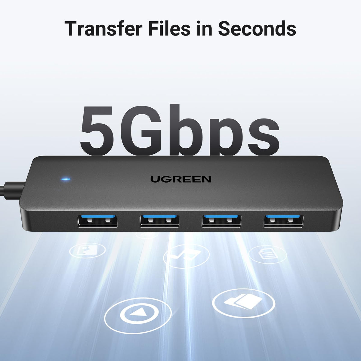 UGREEN USB Hub 3.0, USB Splitter 4 Port Ultra Slim with 5Gbps Data Transfer