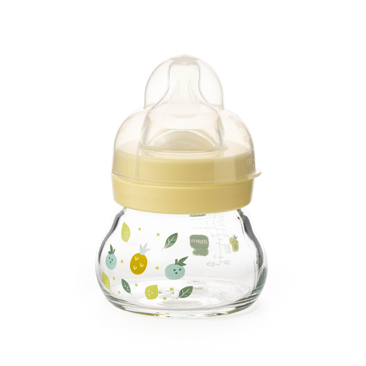 MAM Glass Bottle, 2X 260ml, with SkinSoft Silicone Teat, Yellow