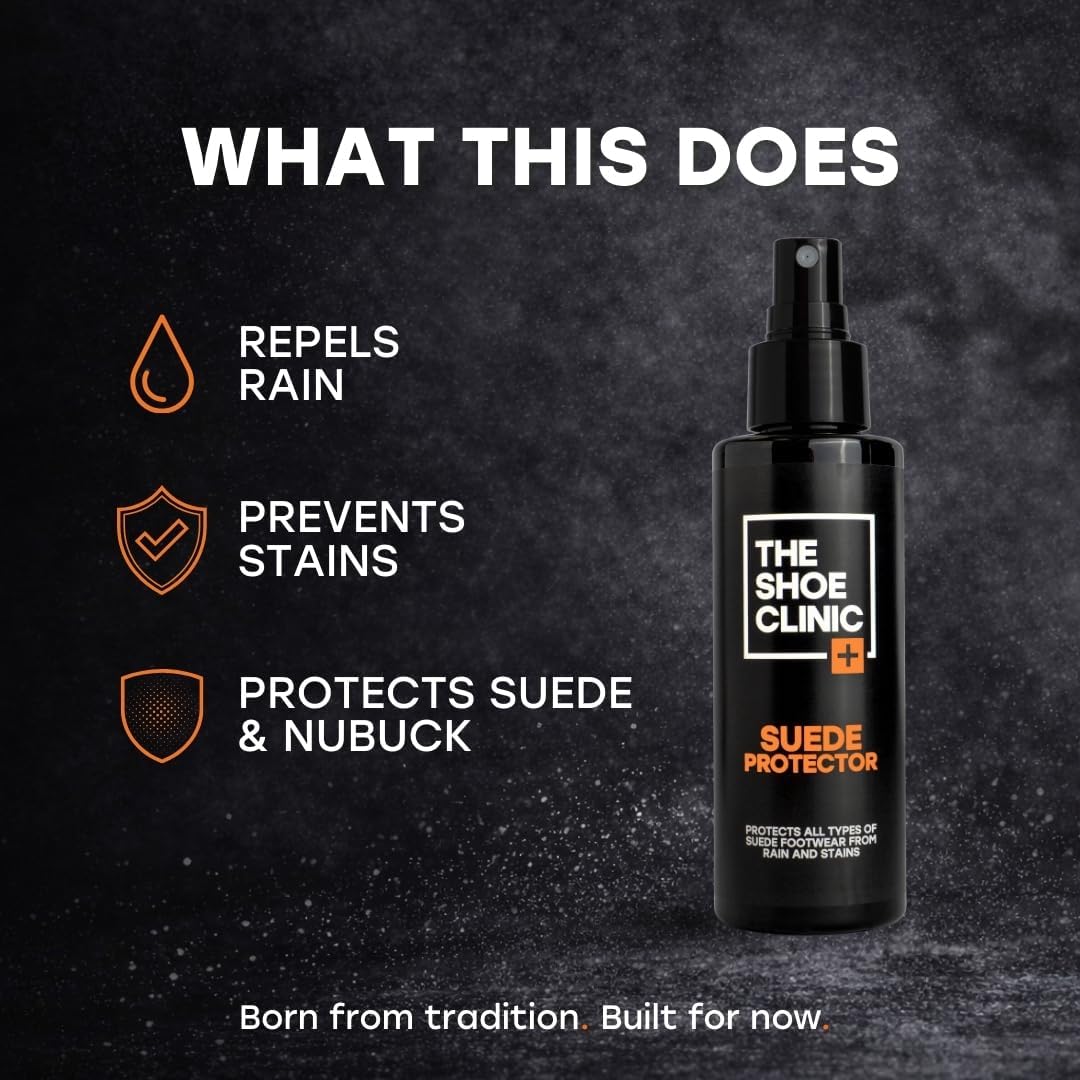 Shoe Clinic Suede Protector Spray for Suede & Nubuck Leather | Stain, Dirt & Rain Water Protection | Waterproof Shoe Protector Spray for Shoes, Boots & Trainers | 125ml