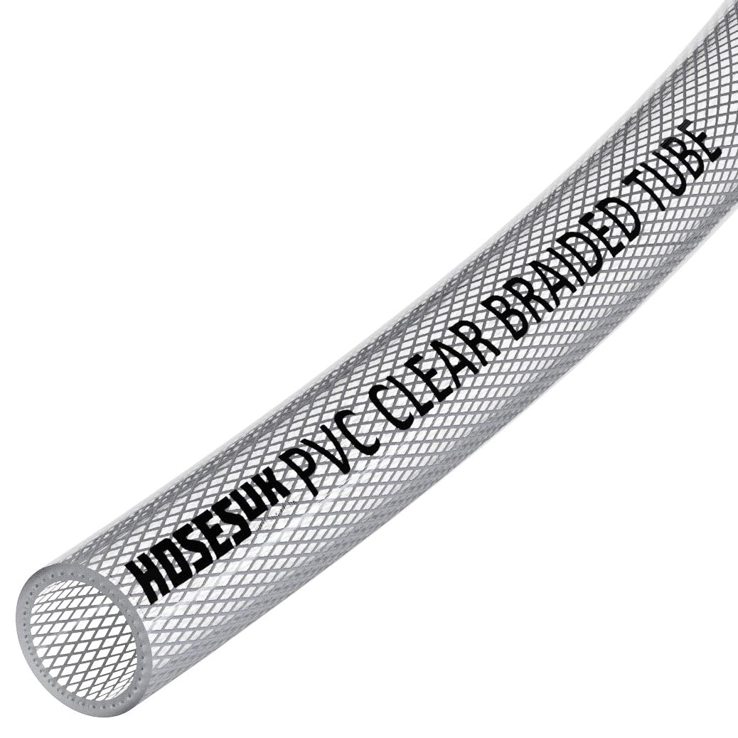 6mm (1/4") ID PVC Clear Reinforced Braided Air, Water, Oil, Gas, Food Flexible Plastic Hose Tube 22 Metres