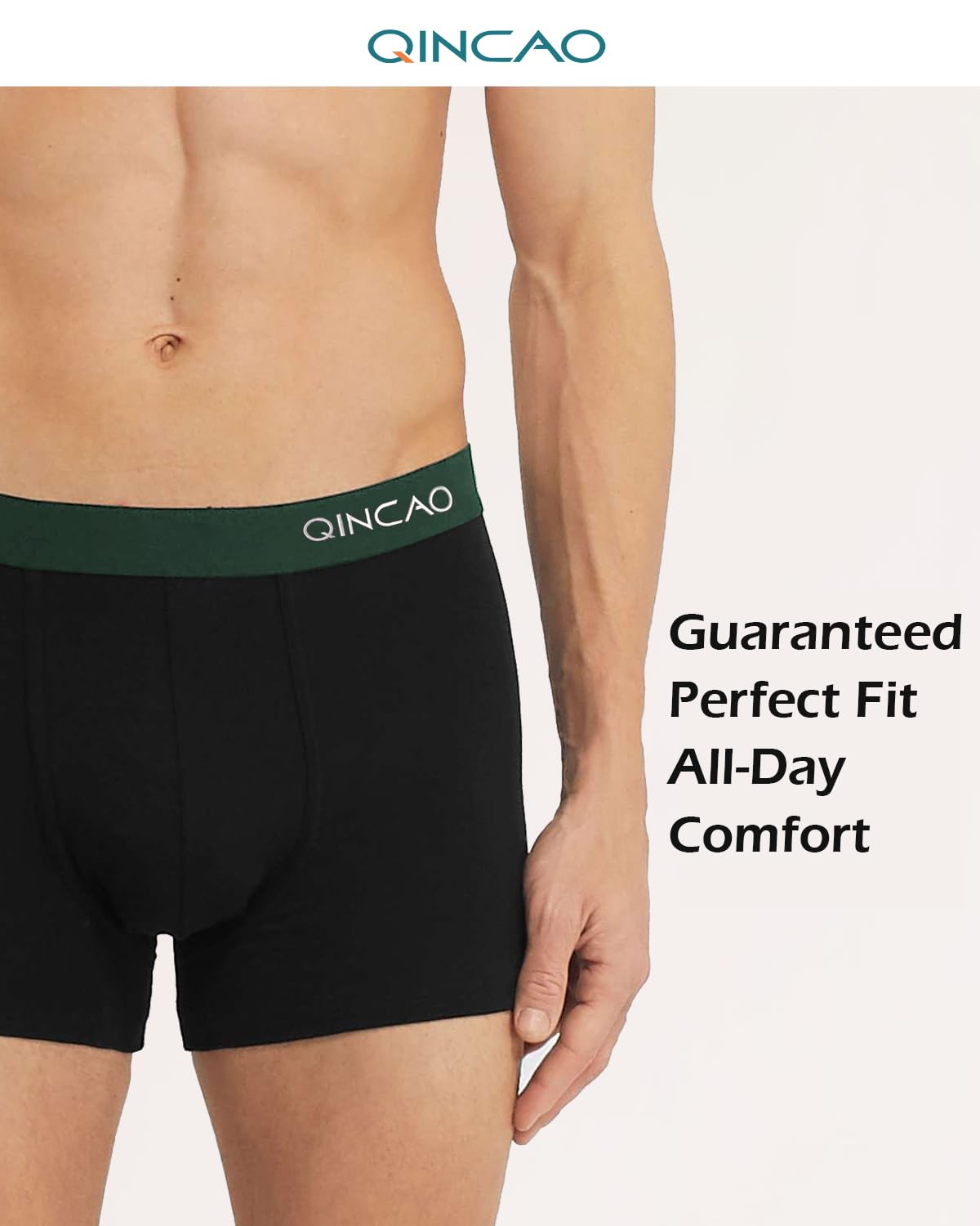QINCAO Mens Boxers Briefs 6 Pack Combed Cotton Tagless Soft & Slim Fit