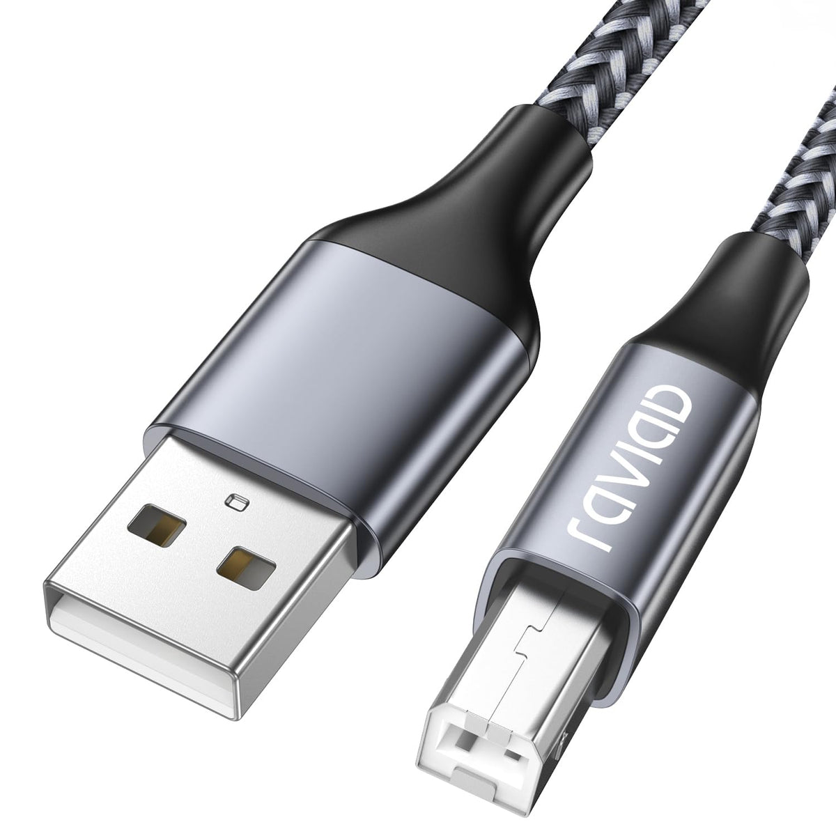 RAVIAD USB Printer Cable 2M, USB 2.0 Type A Male to B Male Nylon Braided