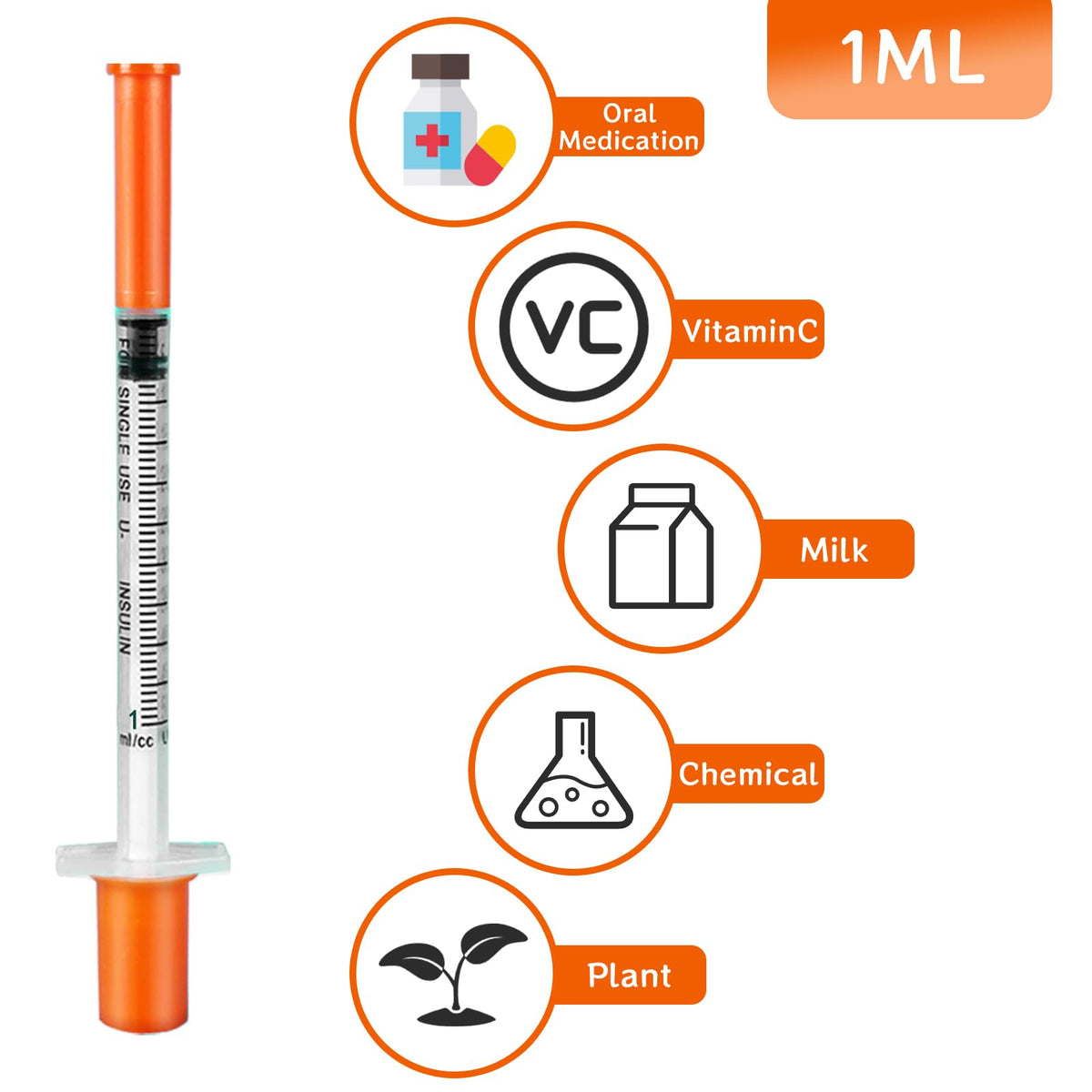 14 Pack Fine Tip Dispensing Tools, 1ml Capacity, Measuring Tools Accessories for Crafting & Refilling, Pets Feeding Craft Supplies