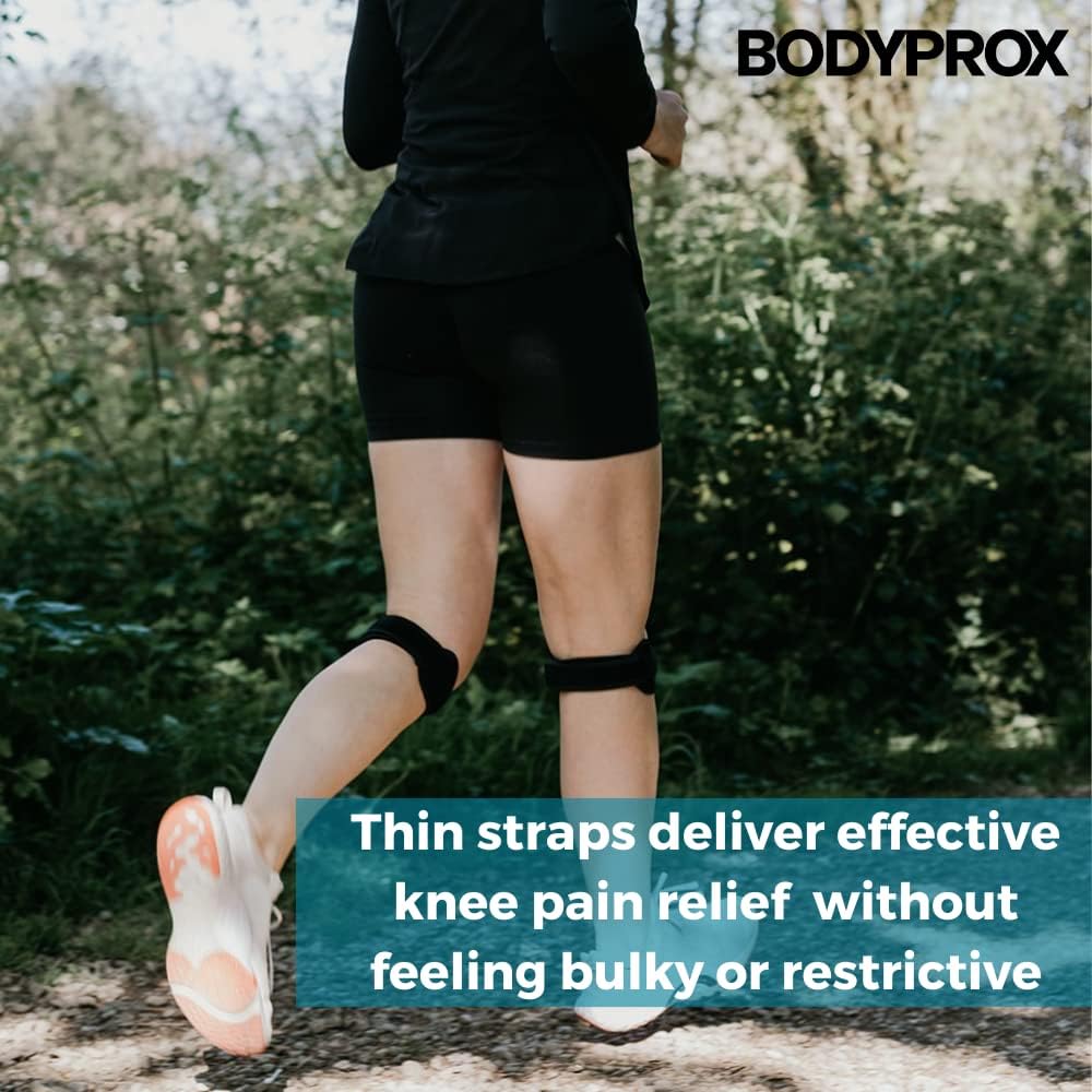 Bodyprox Patella Tendon Knee Strap 2 Pack, Knee Pain Relief Support Brace For Hiking, Soccer, Basketball, Running, Jumpers Knee, Tennis, Tendonitis, Volleyball & Squats