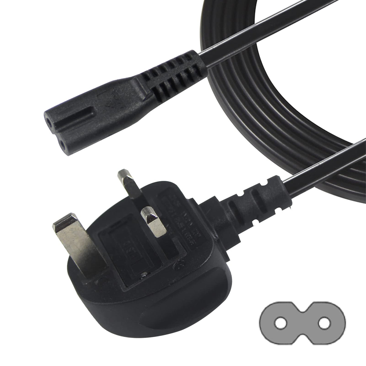power 5M UK 3PIN Plug to IEC C7 Figure 8 Replacement Mains Cable Compatible with PS5, Xbox Series X, tv, Samsung, LG, Sony