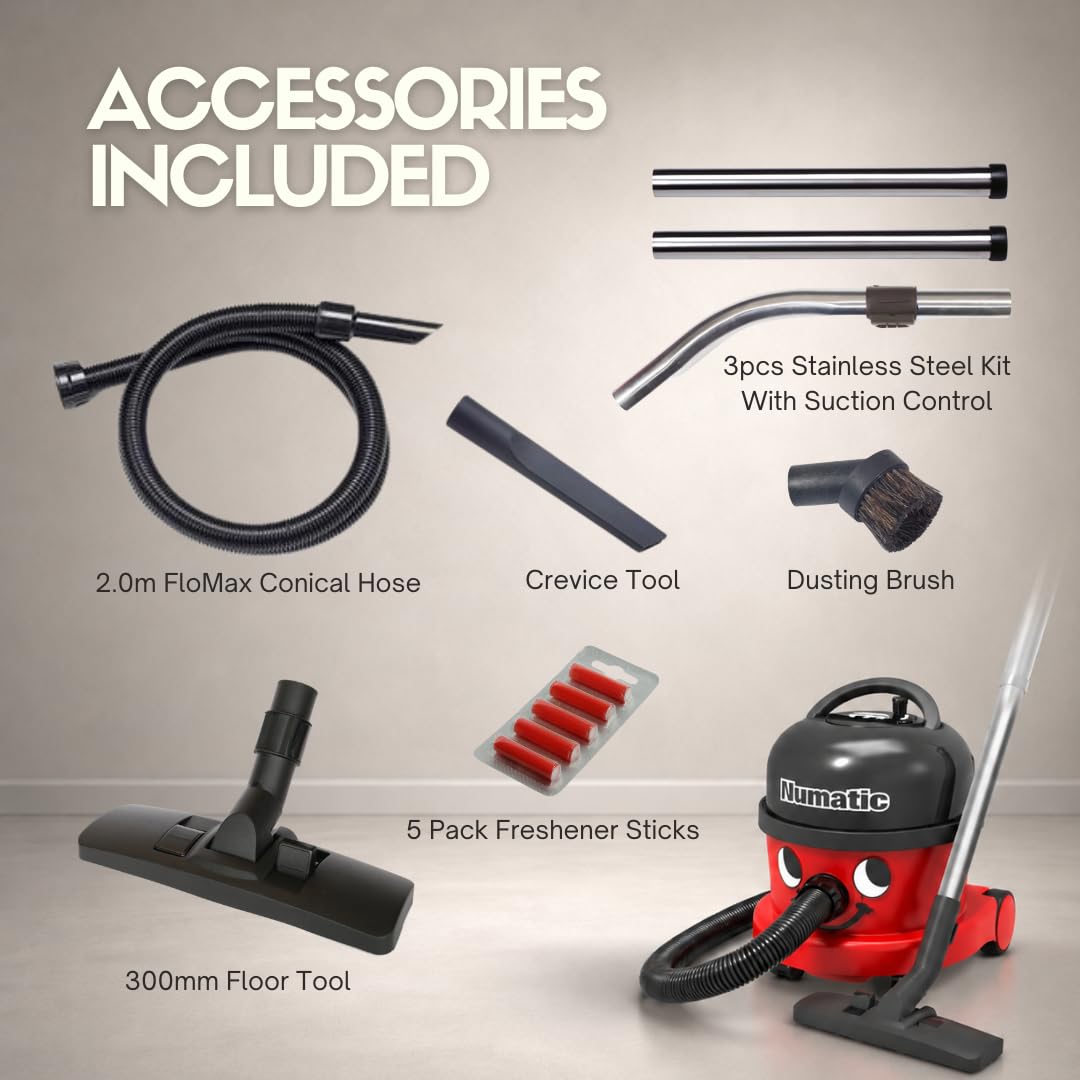 Numatic NRV240-11 Henry Vacuum Cleaner 620W 9L Commercial Dry Red - 3 Years Warranty - 2026 Model