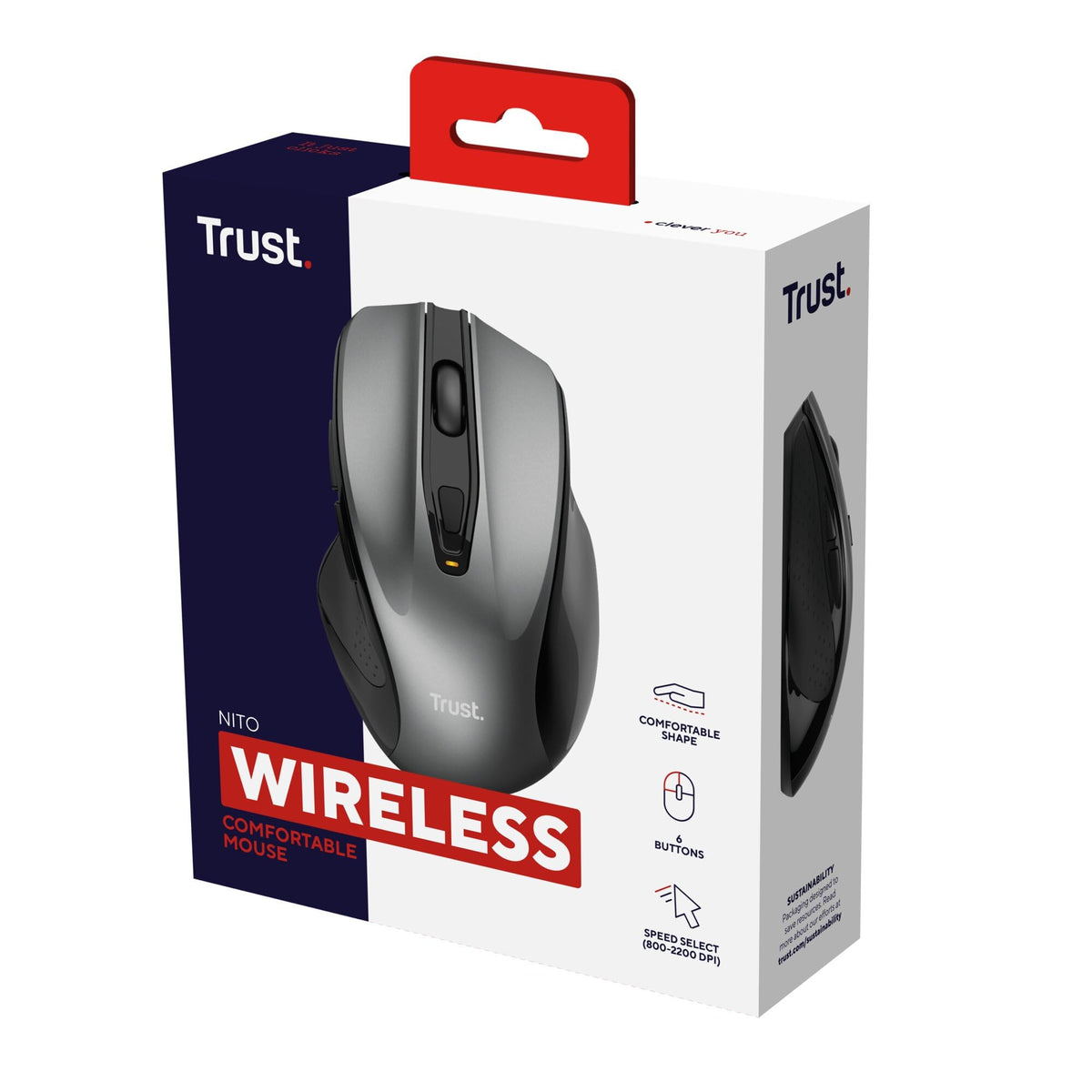 Trust Yvi FX Wireless Mouse with LED Illumination, USB Micro Receiver, RF 2.4 GHz, 800/1600 DPI, Ambidextrous, 8 m Range, Computer Mouse for Laptop, PC and Mac - Pink