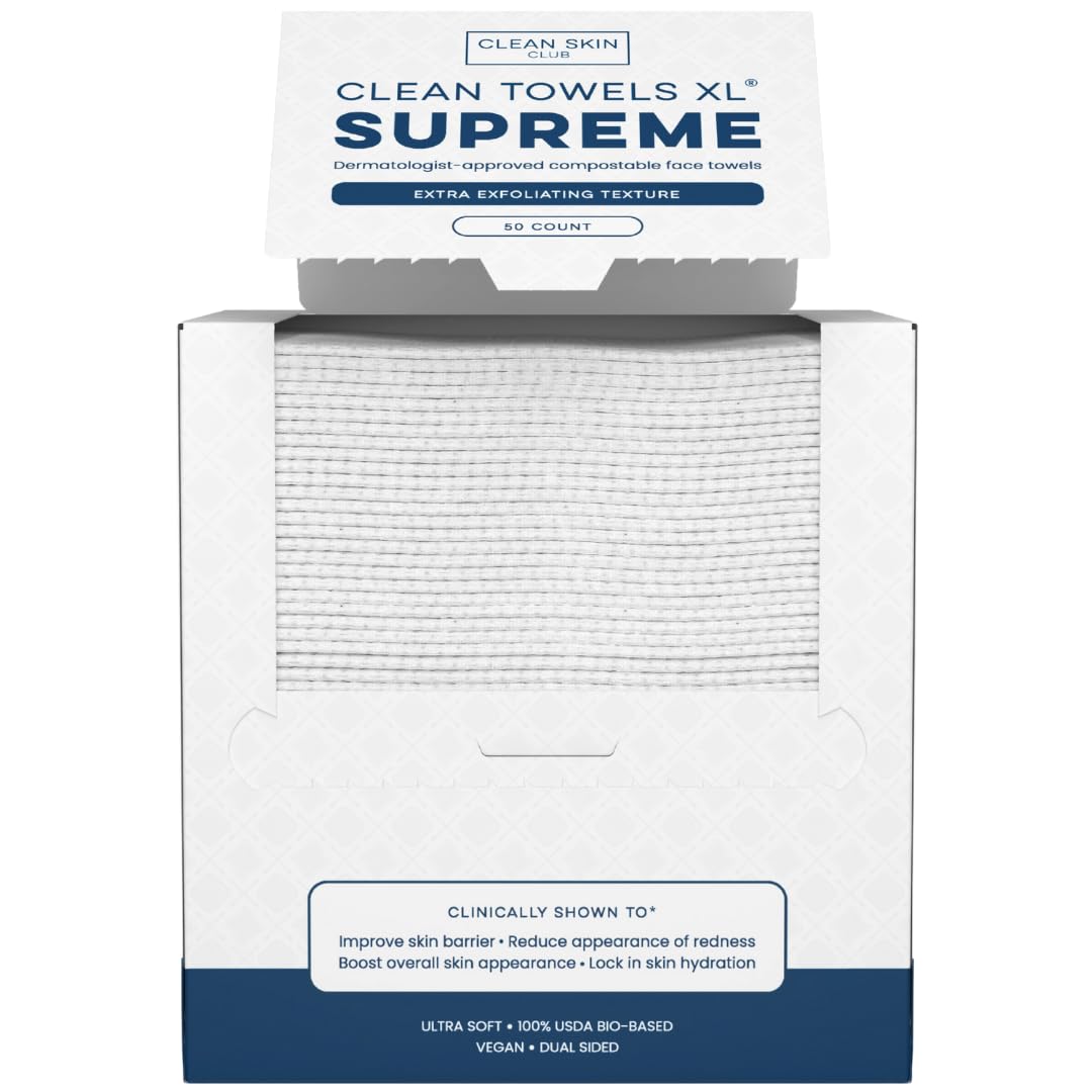 Clean Towels XL®, 100% USDA Biobased Face Towel, Disposable Face Towelette, Eczema Association Accepted, Makeup Remover Dry Wipes, Ultra Soft, 50 ct per pack, 3 Packs, 150 Ct Total