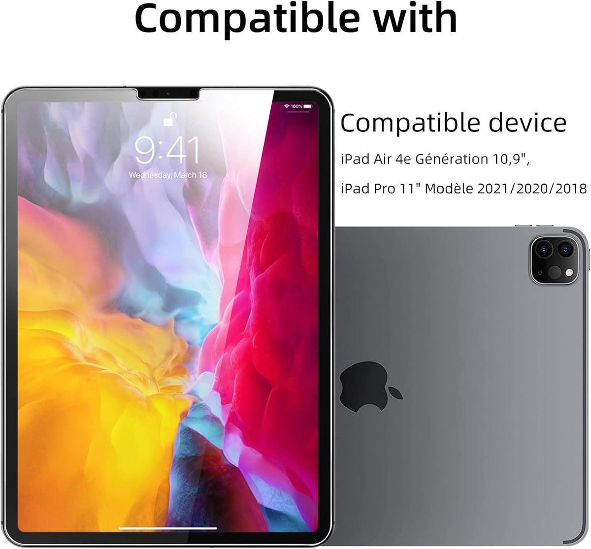NEW'C for iPad Air 5/4, iPad Pro 11-inch Screen Protector Tempered Glass