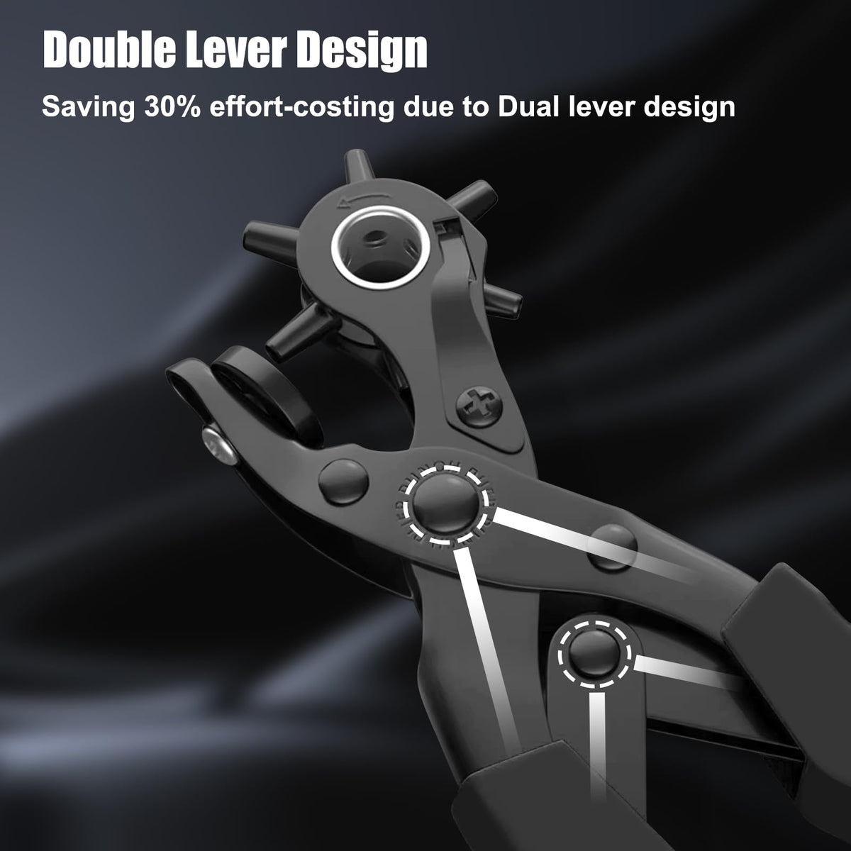 Diyife Belt Hole Puncher for Leather, 6 Sizes, Effortless Dual-Lever Design