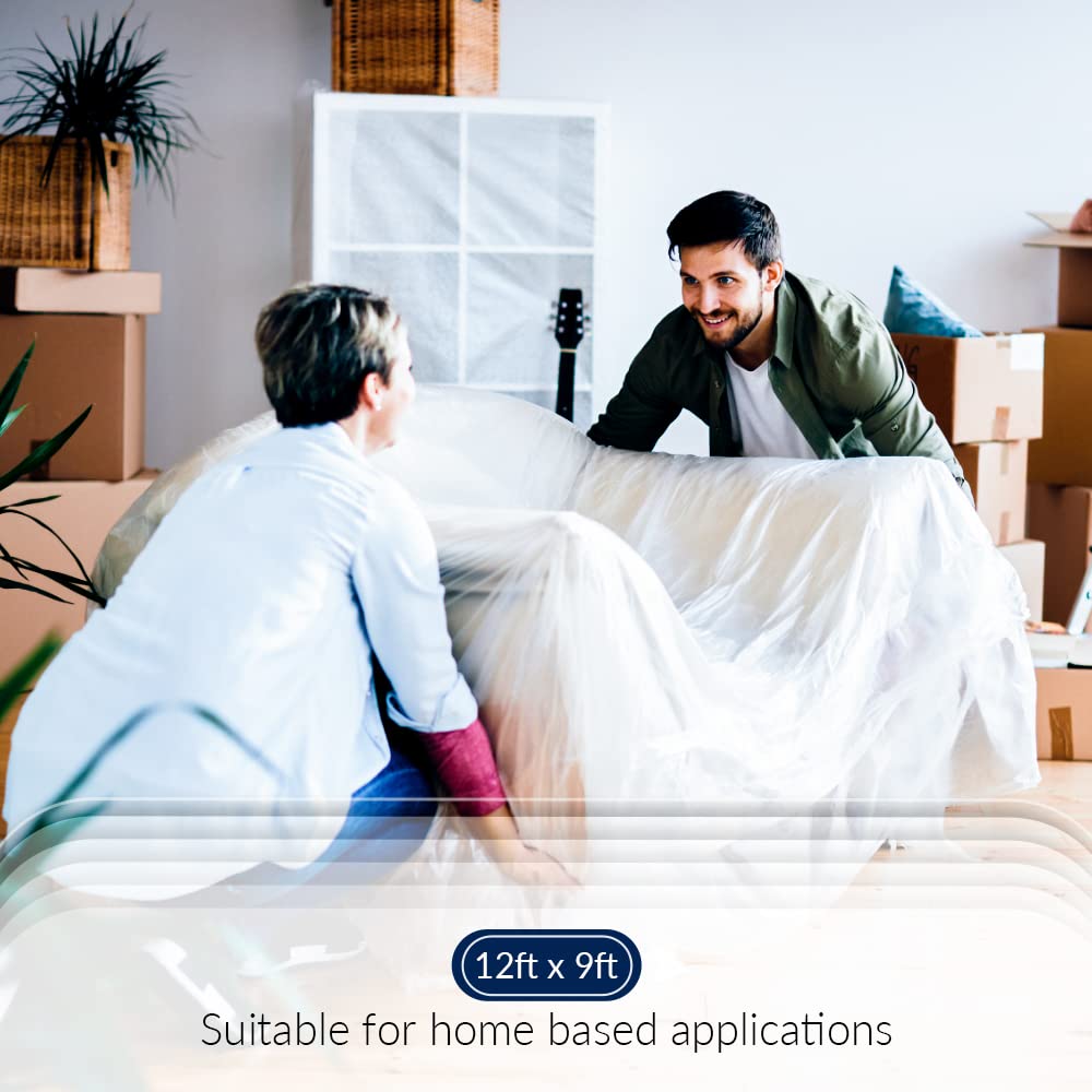ARVO 6 Pack Extra Large Plastic Dust Sheets for Decorating - 3.6m x 2.75m (12ft x 9ft), Waterproof Polythene for Painting, Furniture, Floor Protection, Packaging May Vary
