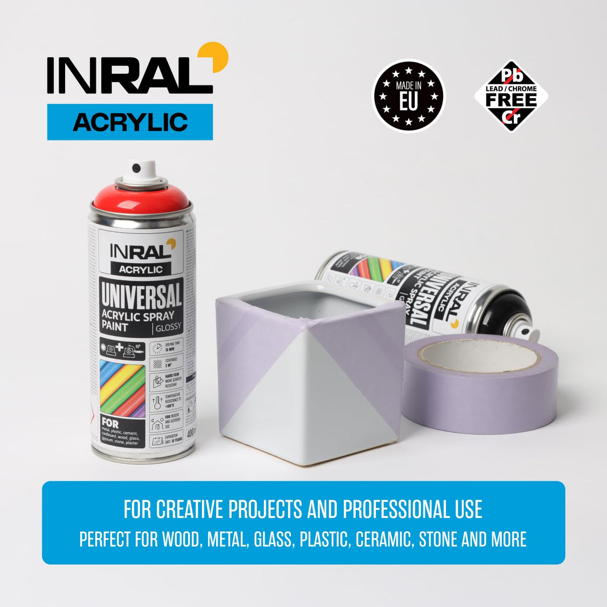 Acrylic Spray Paint Pure White Matt RAL9010 [400ml] – Universal Spray for Metal, Plastic, Wood & Stone – High-Coverage, UV & Rain Resistant – Indoor & Outdoor Use