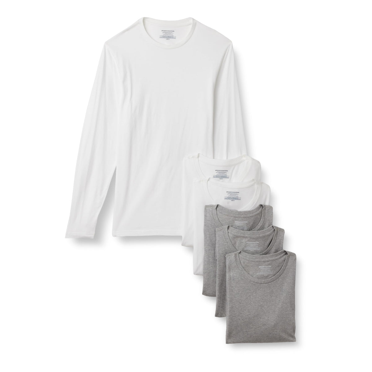 Amazon Essentials Men's Vests - Slim-Fit Cotton Crew Neck, Short and Long Sleeve T Shirt, Pack of 6, Undershirt and Vests for Men