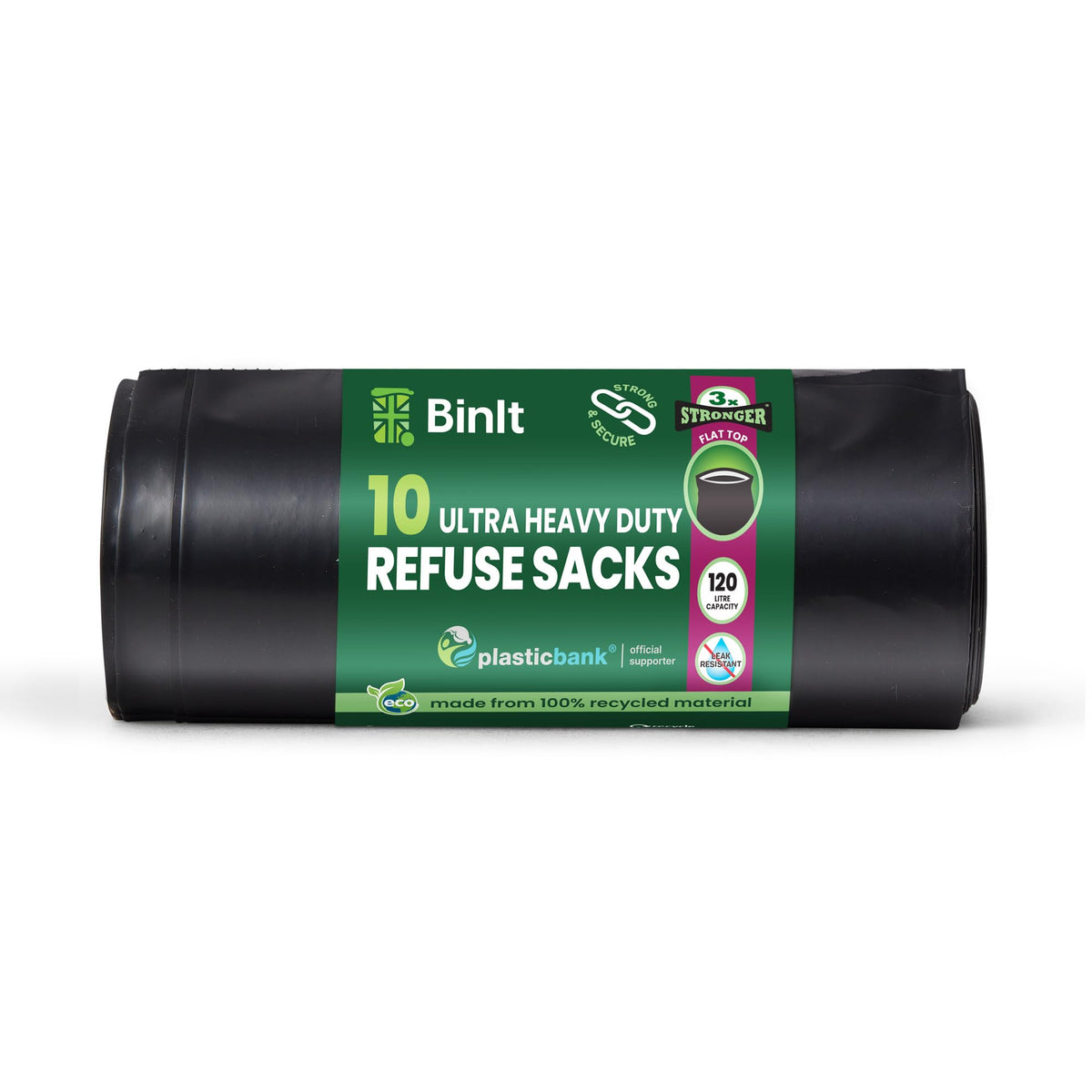 BinIt 20 Wheelie Bin Liners 240 Litre, Eco-Friendly, Bin Bags, Refuse Sacks, Recycled, Strong & Secure, Tear Resistant, 30 μm, Perfect for Standard 240L Wheelie Bins