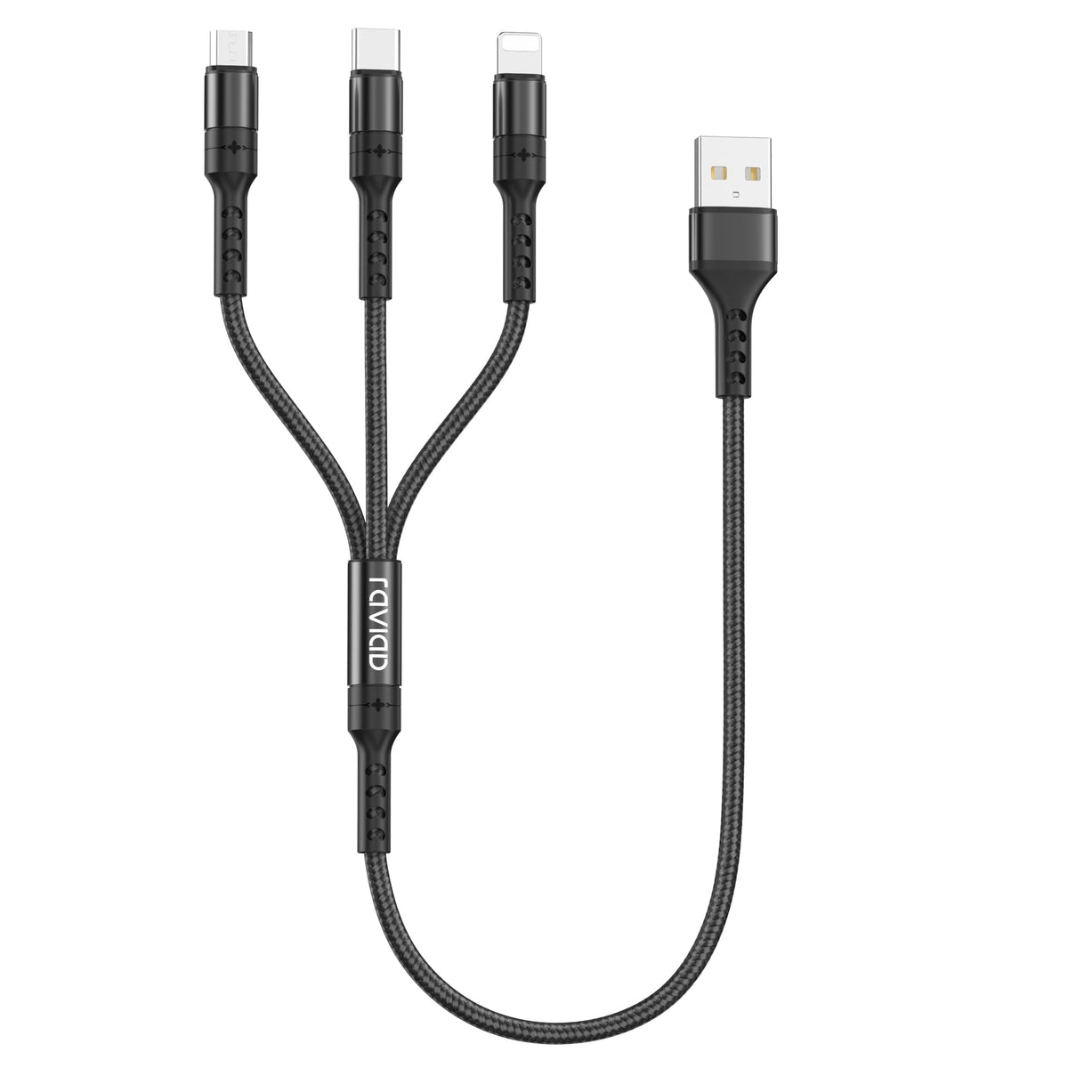 RAVIAD Multi Charger Cable 3 Packs 1.2M 3 in 1 Charging Cable Nylon Braided