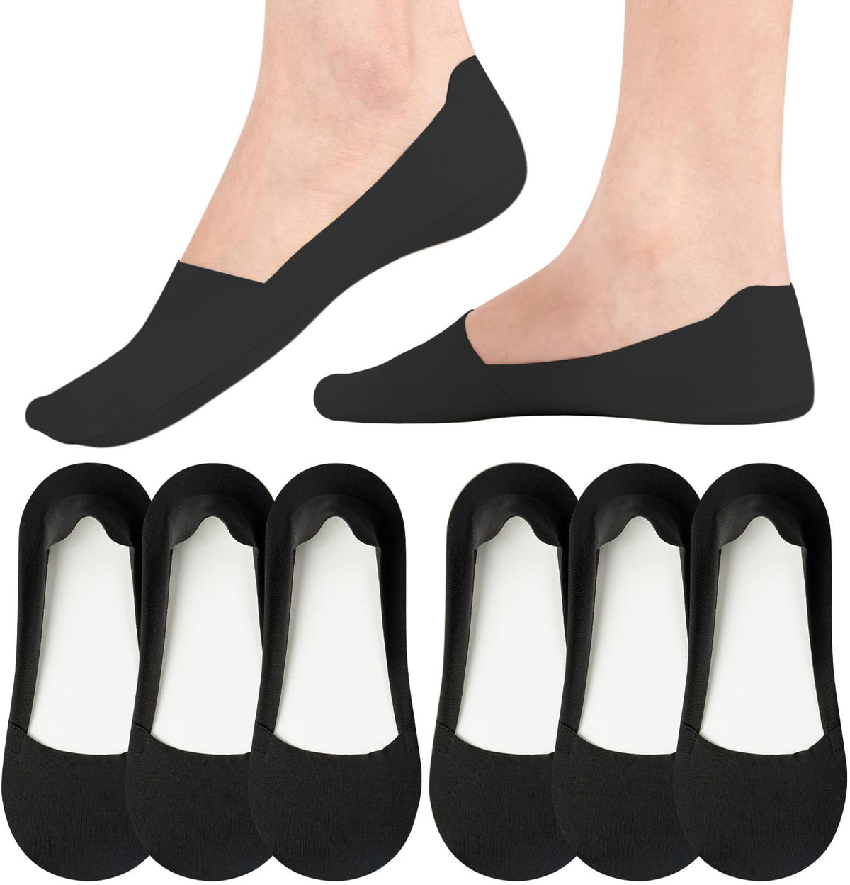 No Show Trainer Socks Womens, Non Slip Invisible Socks for Ladies