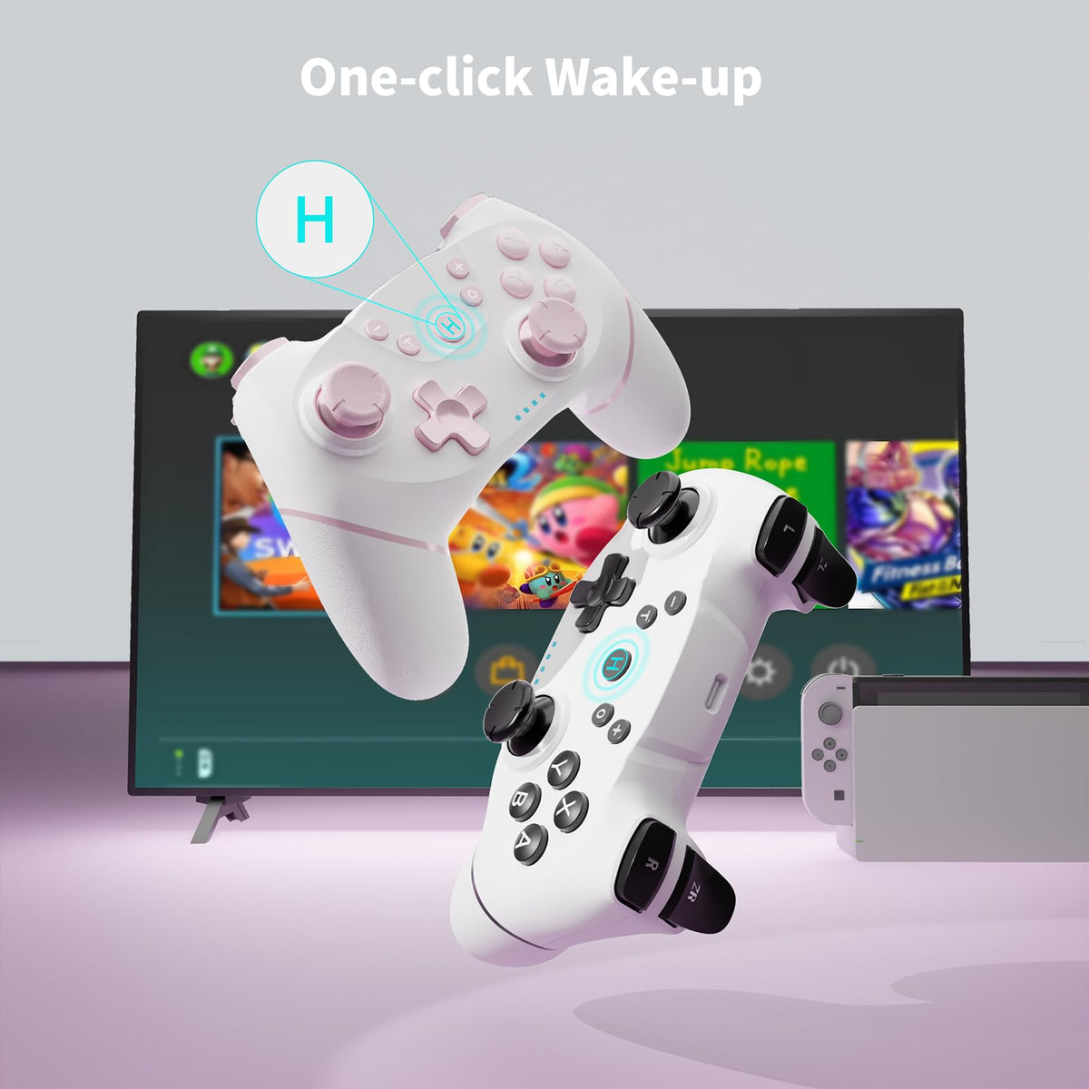 AceGamer 2pcs Wireless Controller for Switch 2/Switch/Lite/OLED, Controller for Switch Pro with Wake-up Function with One Button, Switch Pro Controller with Dual Vibration/Turbo/Screenshot