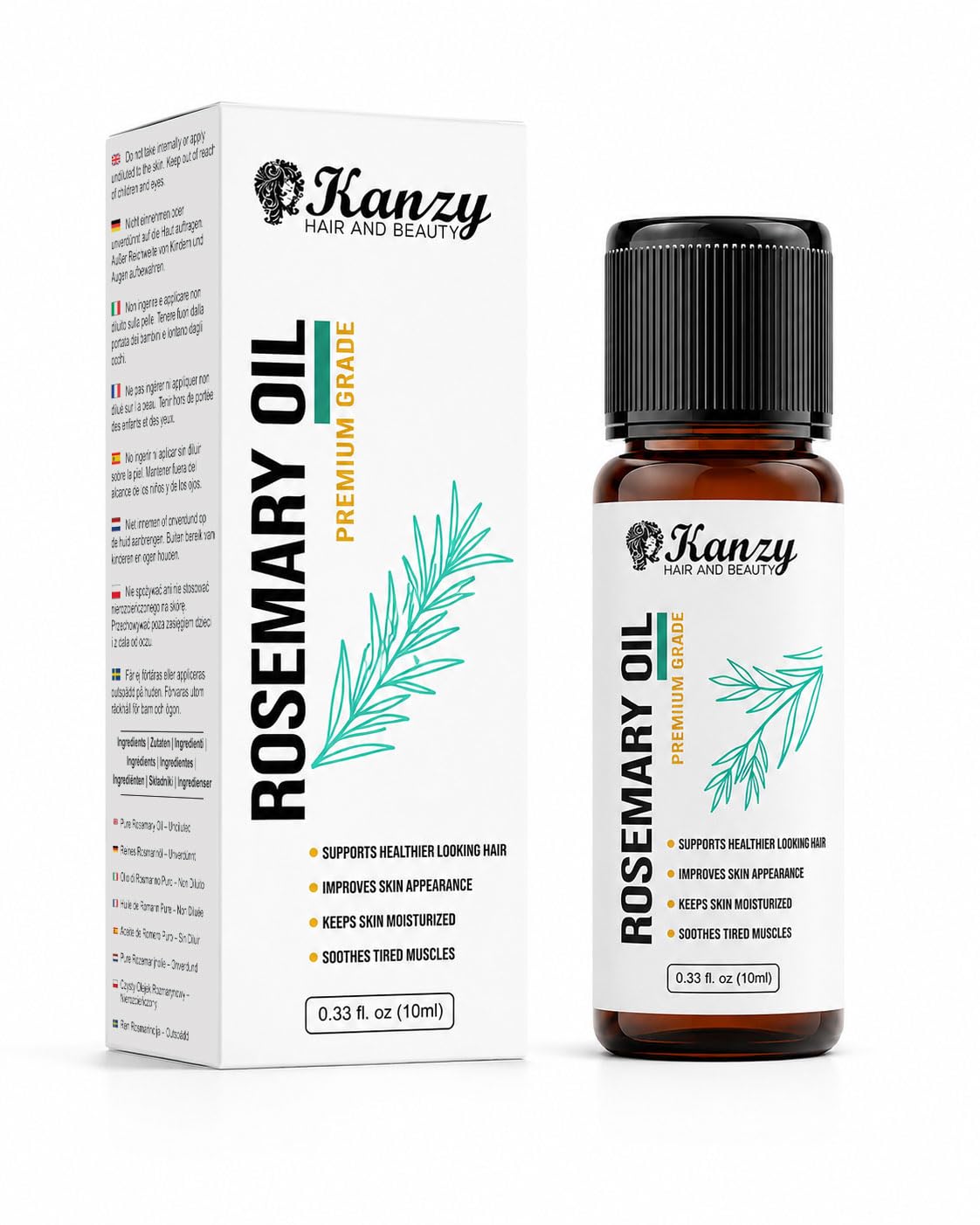 Kanzy Vitamin E Oil for Skin, Hair, Lips and Face - Naturally Sourced Multi-Purpose Plant-Based Vitamin E Oil for Hair Growth as Skincare and Haircare Product for both Men and Women (30 ml)