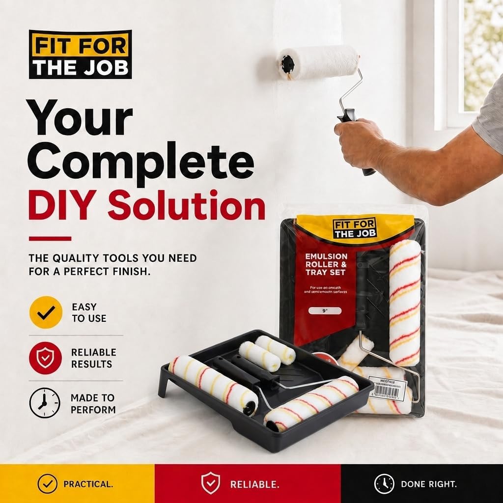 Fit for the job Paint Roller Set 7 piece, Decorating kit with mini Rollers
