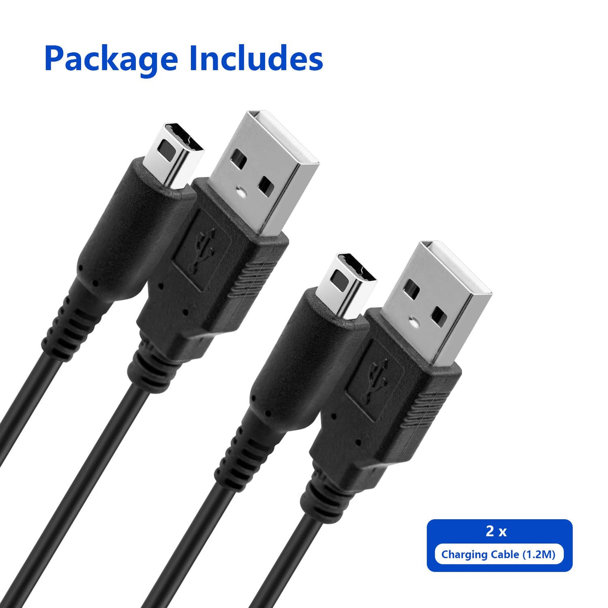 Mcbazel 2 Pack Charger Cable for Nintendo 3DS, 3DS XL, New 3DS XL, 2DS, DSi