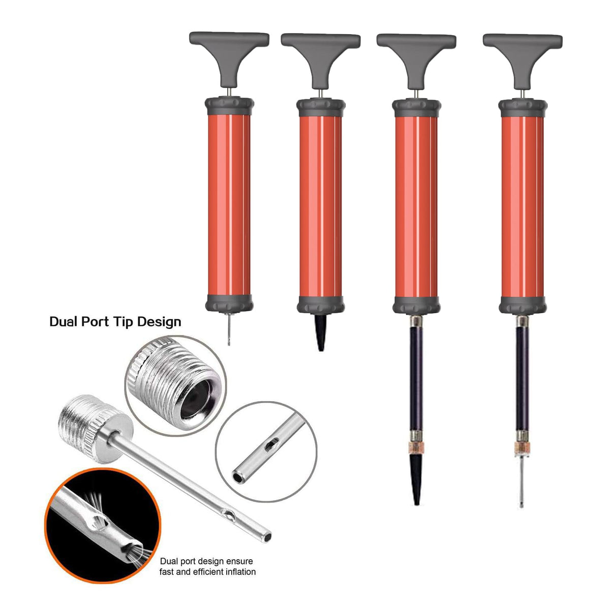 DDUO Portable Ball Pump,Air Pump Inflator Kit with Needle,Nozzle, Extension Hose Hand Pumps for Basketball Football Volleyball Water Polo Rugby Exercise Sports Ball Balloon swimming ring